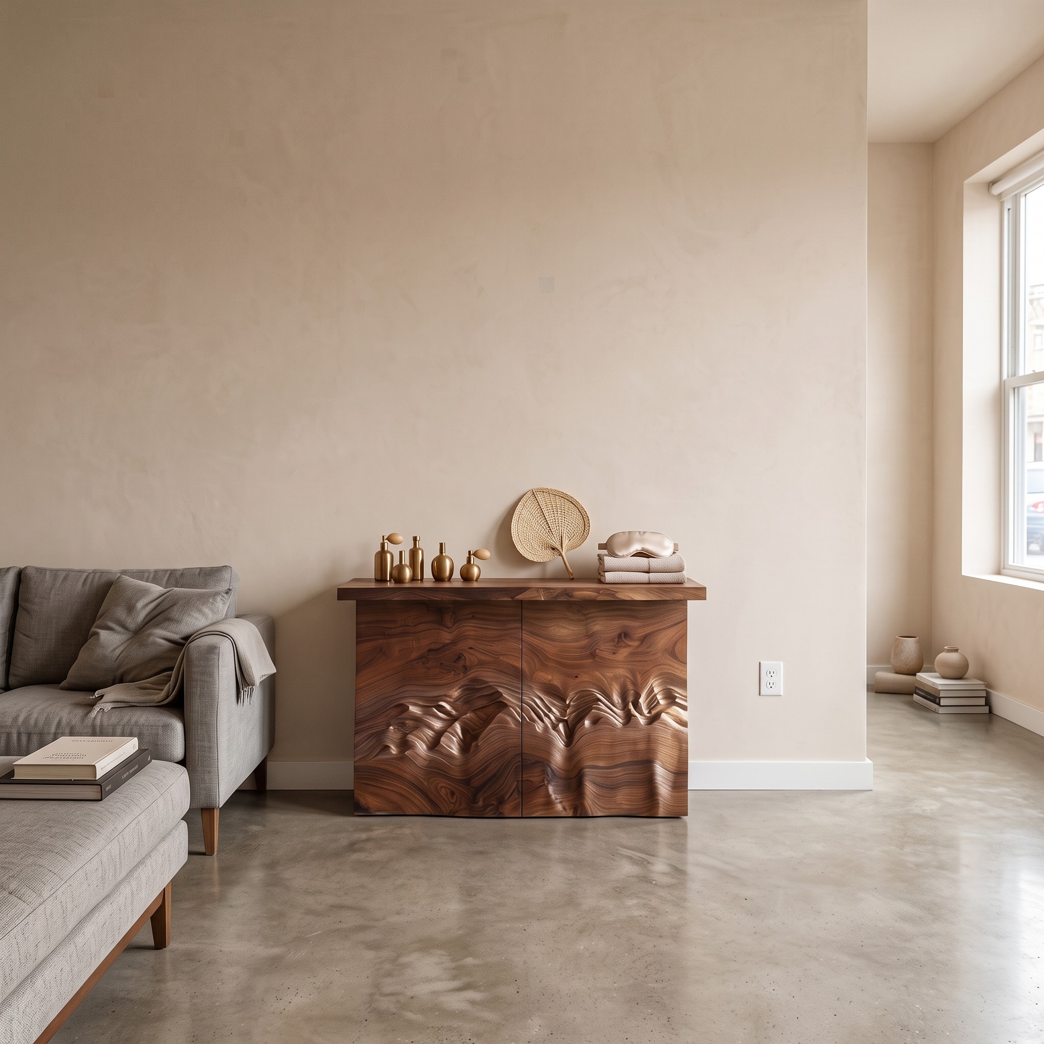 Minimalist Textured Edge Console Table for Studio Interior Design