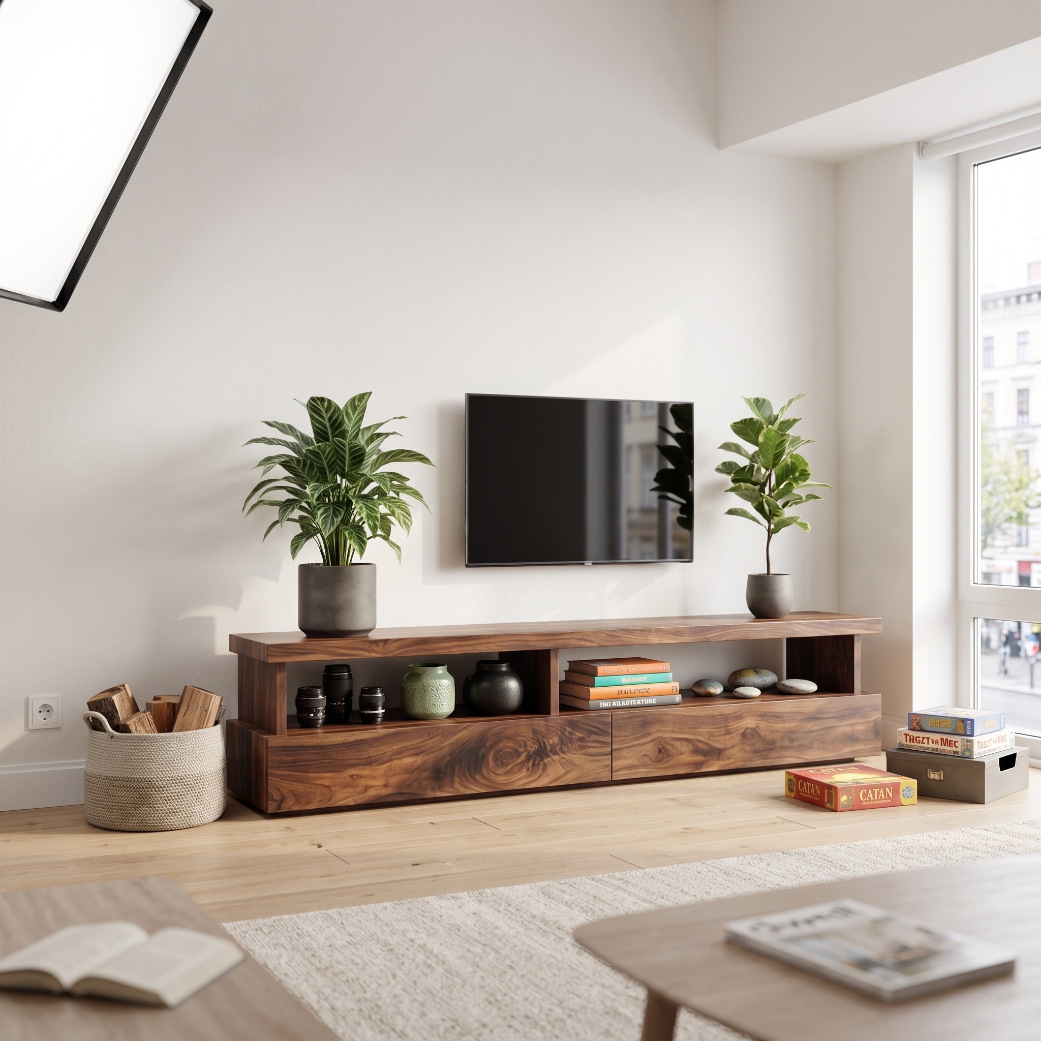 Minimalist TV Stand with Functional Design for Living