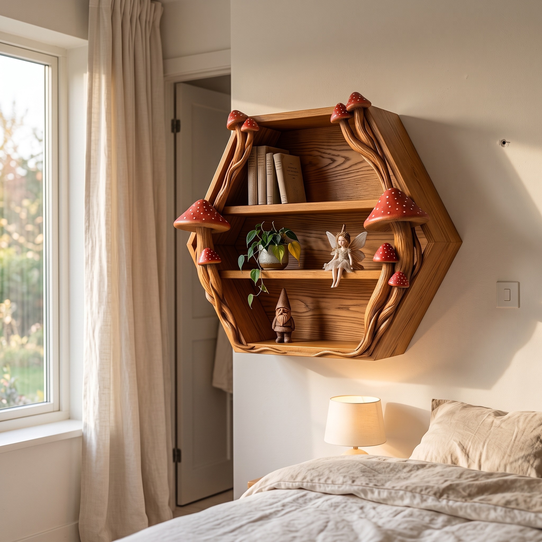 Minimalist Wall Bookshelf Handcrafted Solid Wood Shelves for Living Room