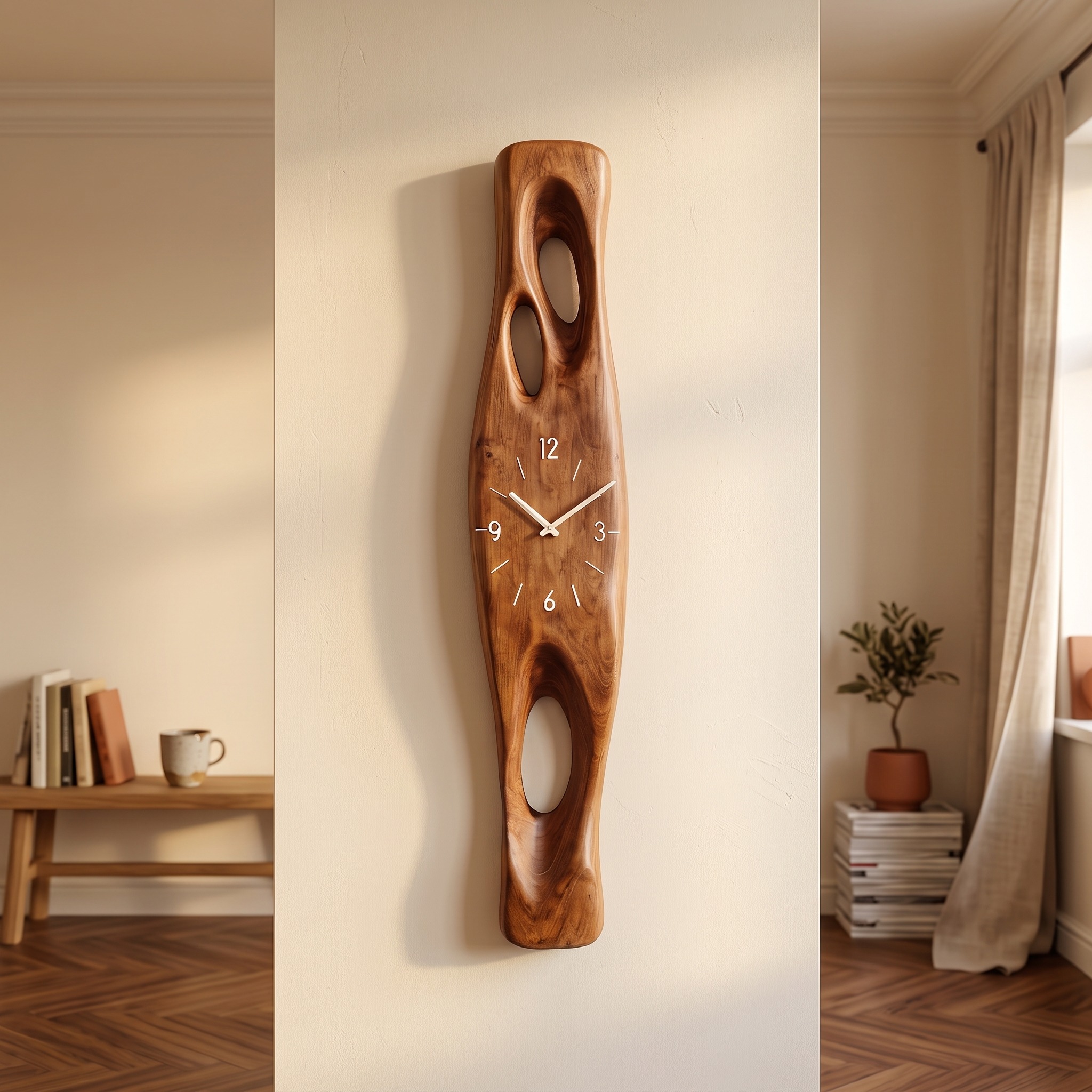 Minimalist Wall Clock Vertical Decor for Living Room