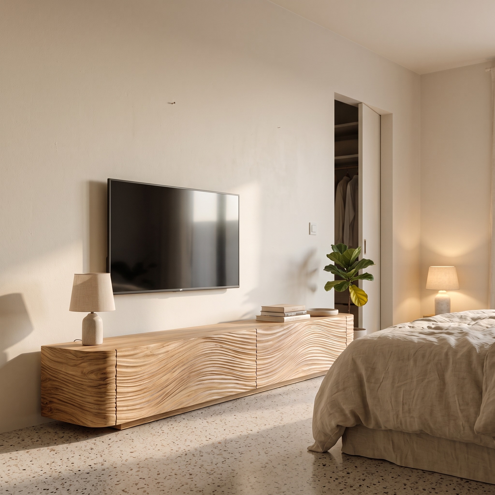 Minimalist Wave TV Console for Living Room