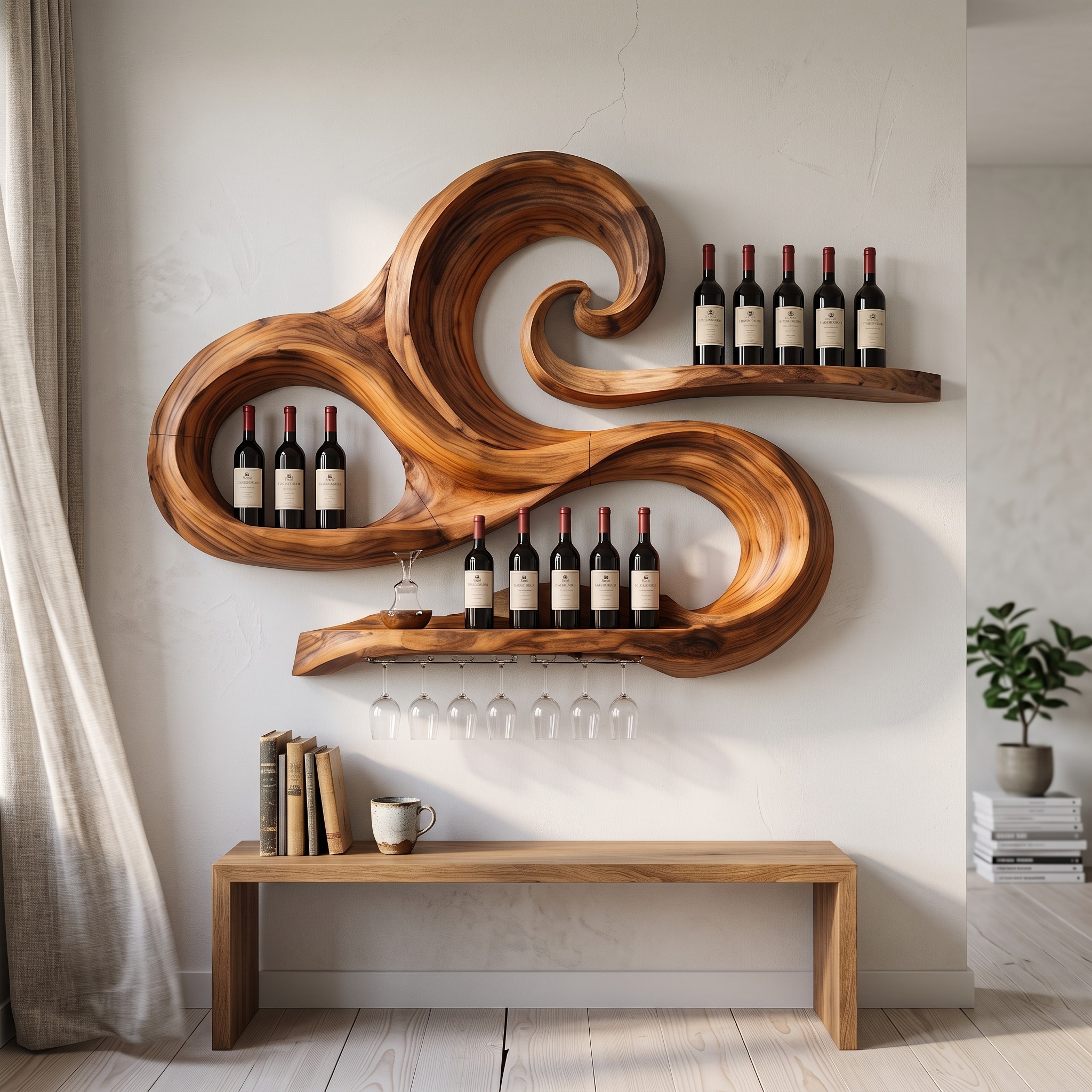Minimalist Wine Holder for Kitchen Wall Shelf