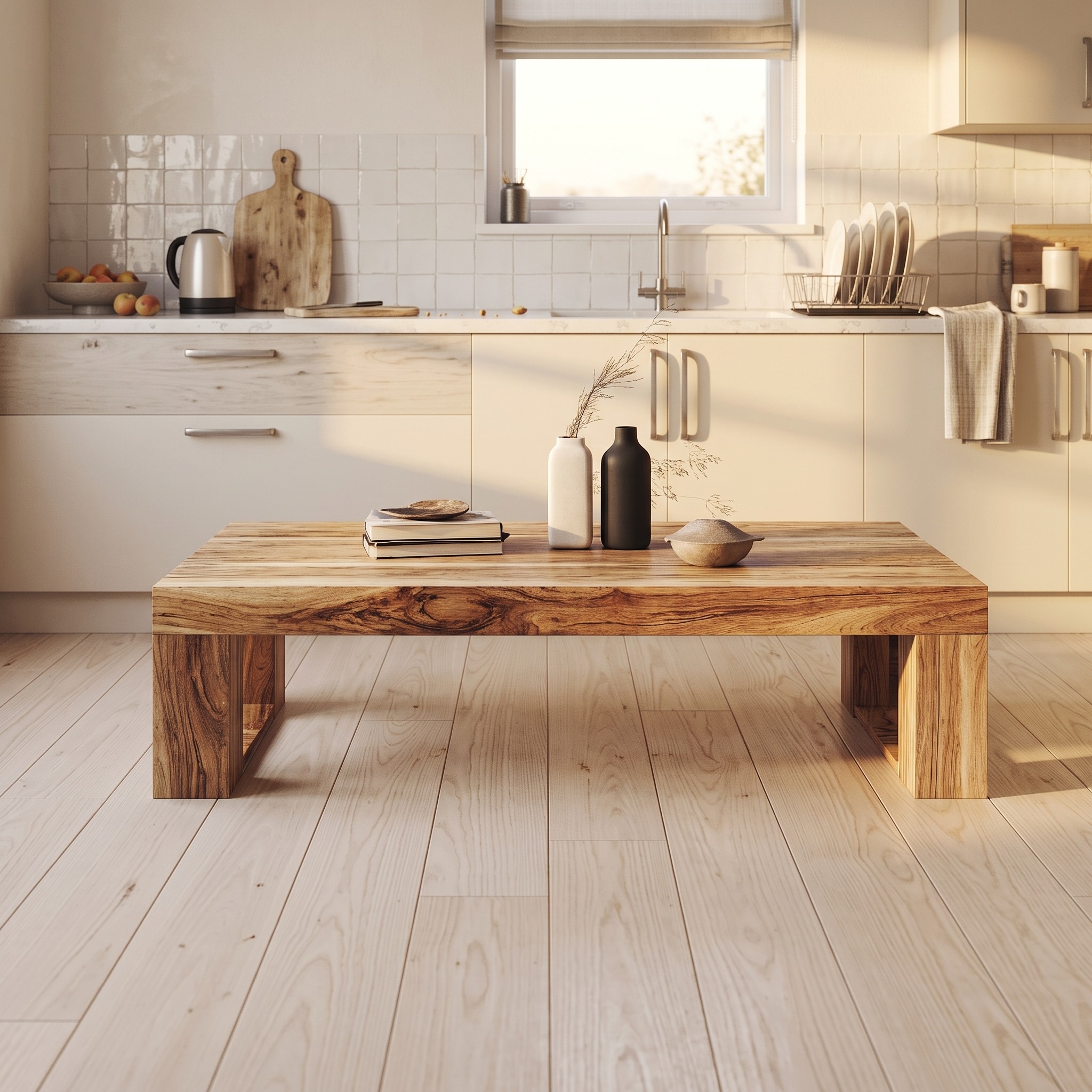 Minimalist Wood Coffee Table Family Room Clean Modern Look