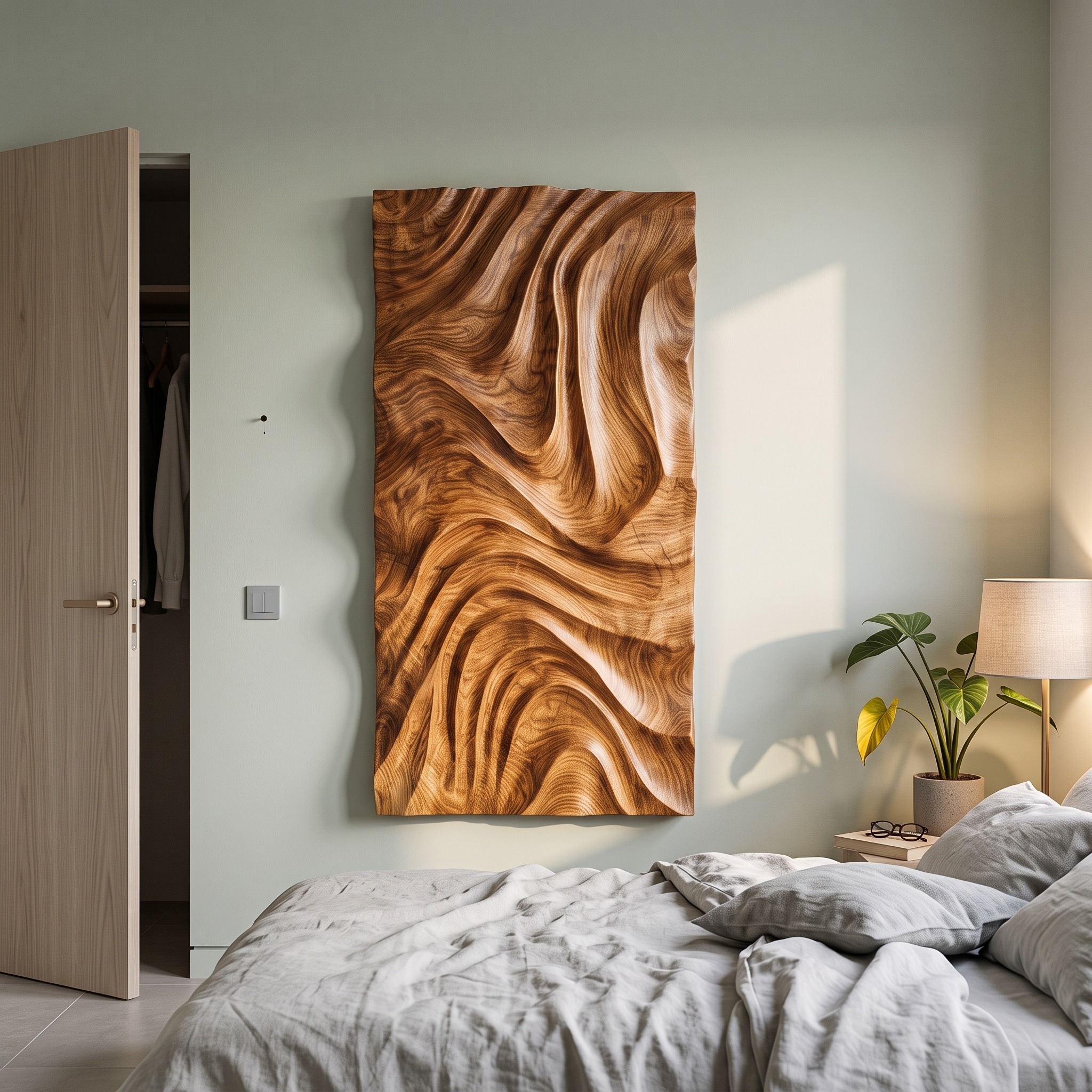 Minimalist Wooden Wall Art for Modern Bathroom