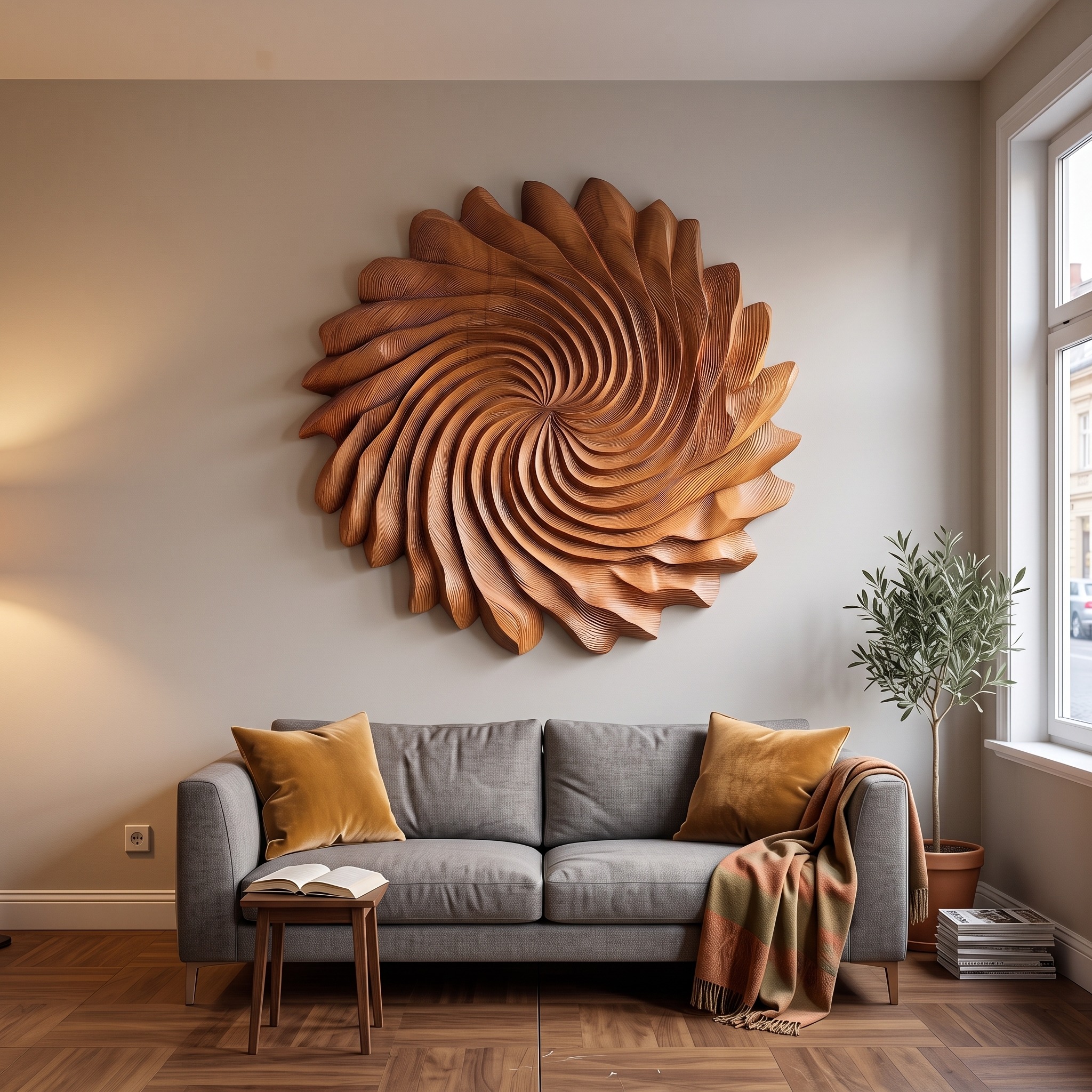 Modern 3D Wood Wall Art for Living Room Wall Decor