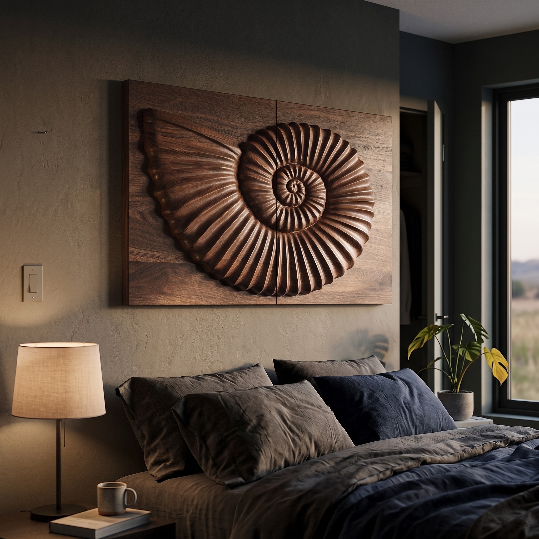 Modern Ammonite Fossil Decorative Wall Panel for Living Room