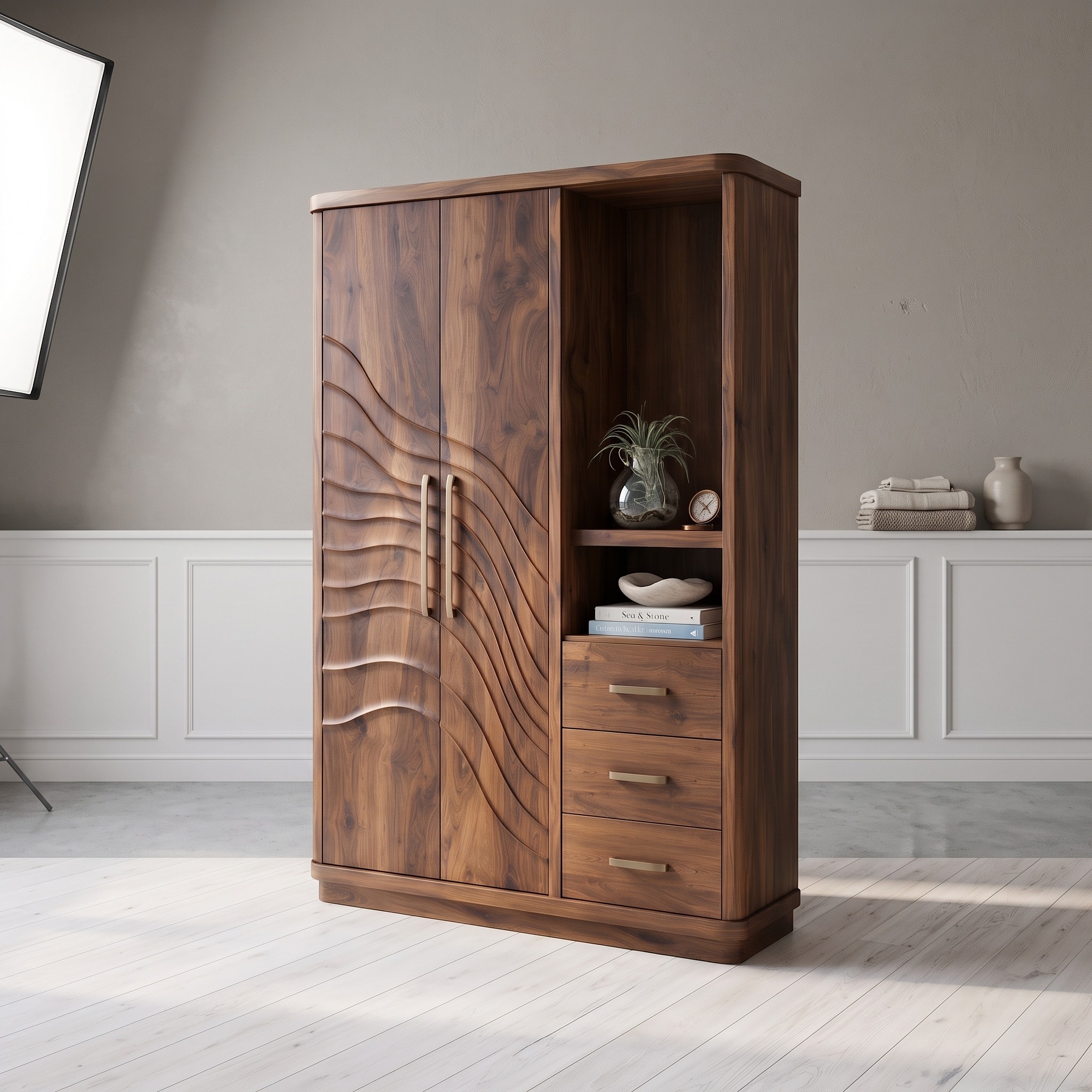 Modern Artistic Form Armoire for Open Lounge Bedroom