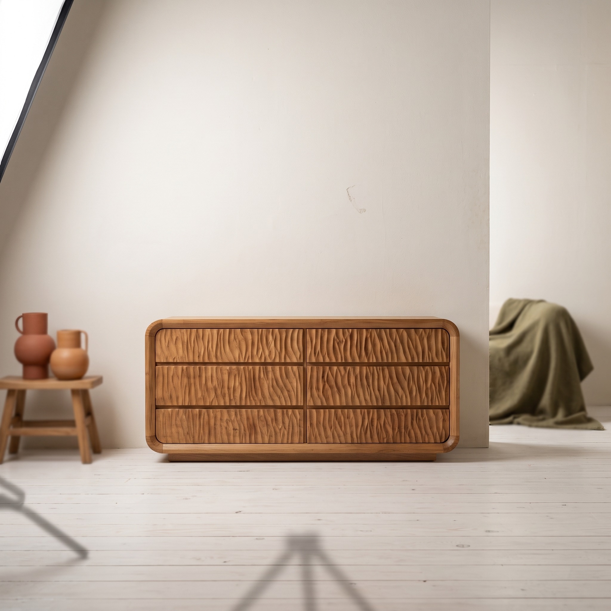 Modern Bedroom Dresser with Soft Curved Edges and Simple Multi Drawer Design for Bedroom