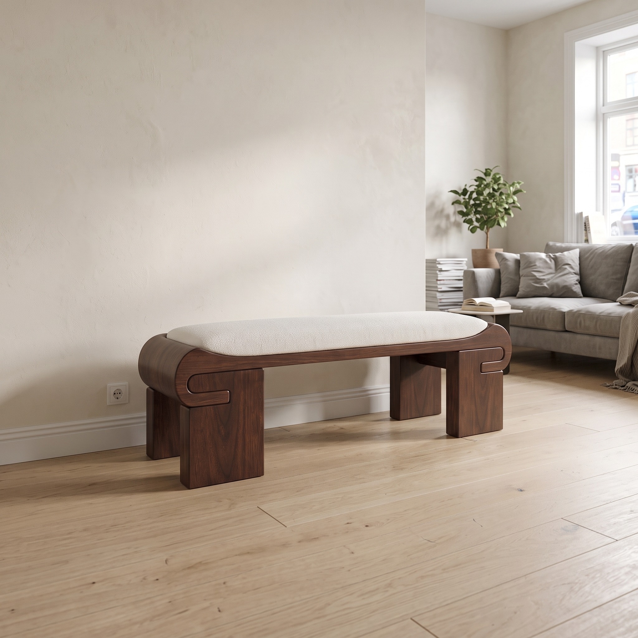 Modern Bench with Low Profile Design for Dressing Room