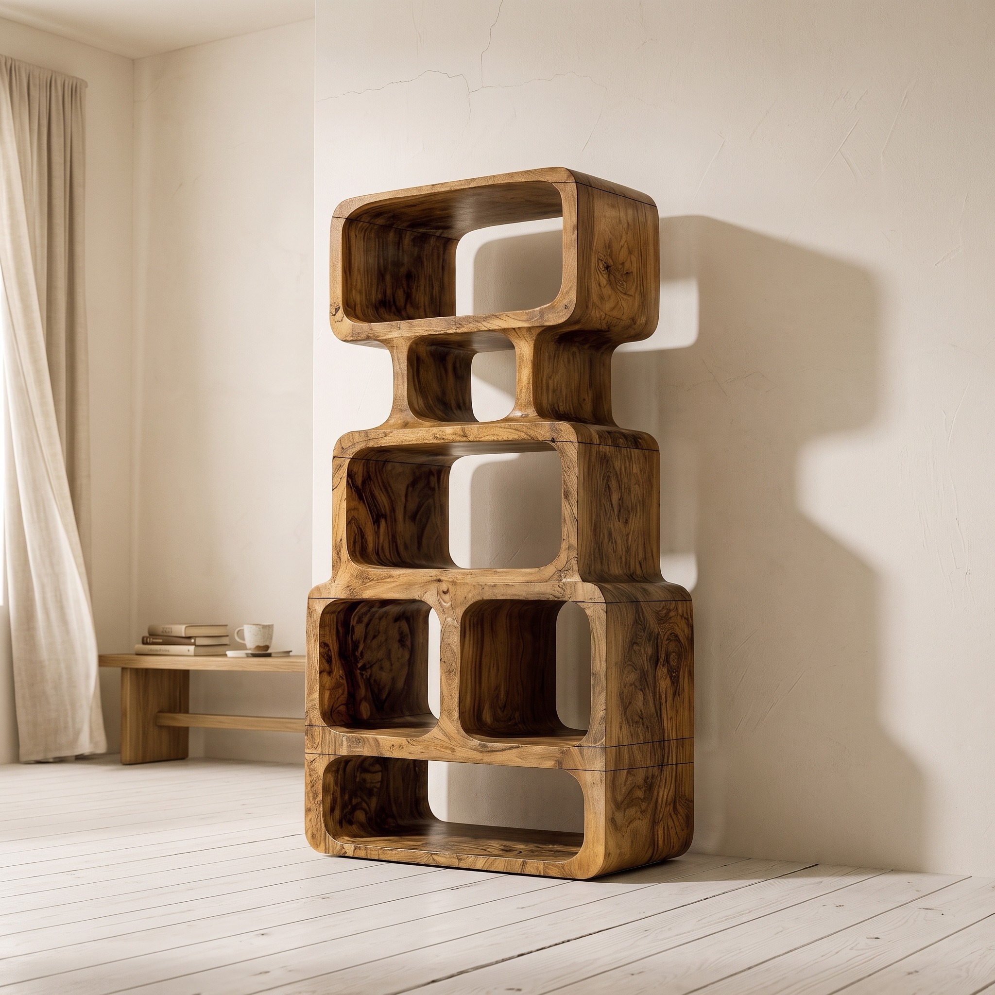 Modern Bookshelf Handcrafted Solid Wood Design for Home Library