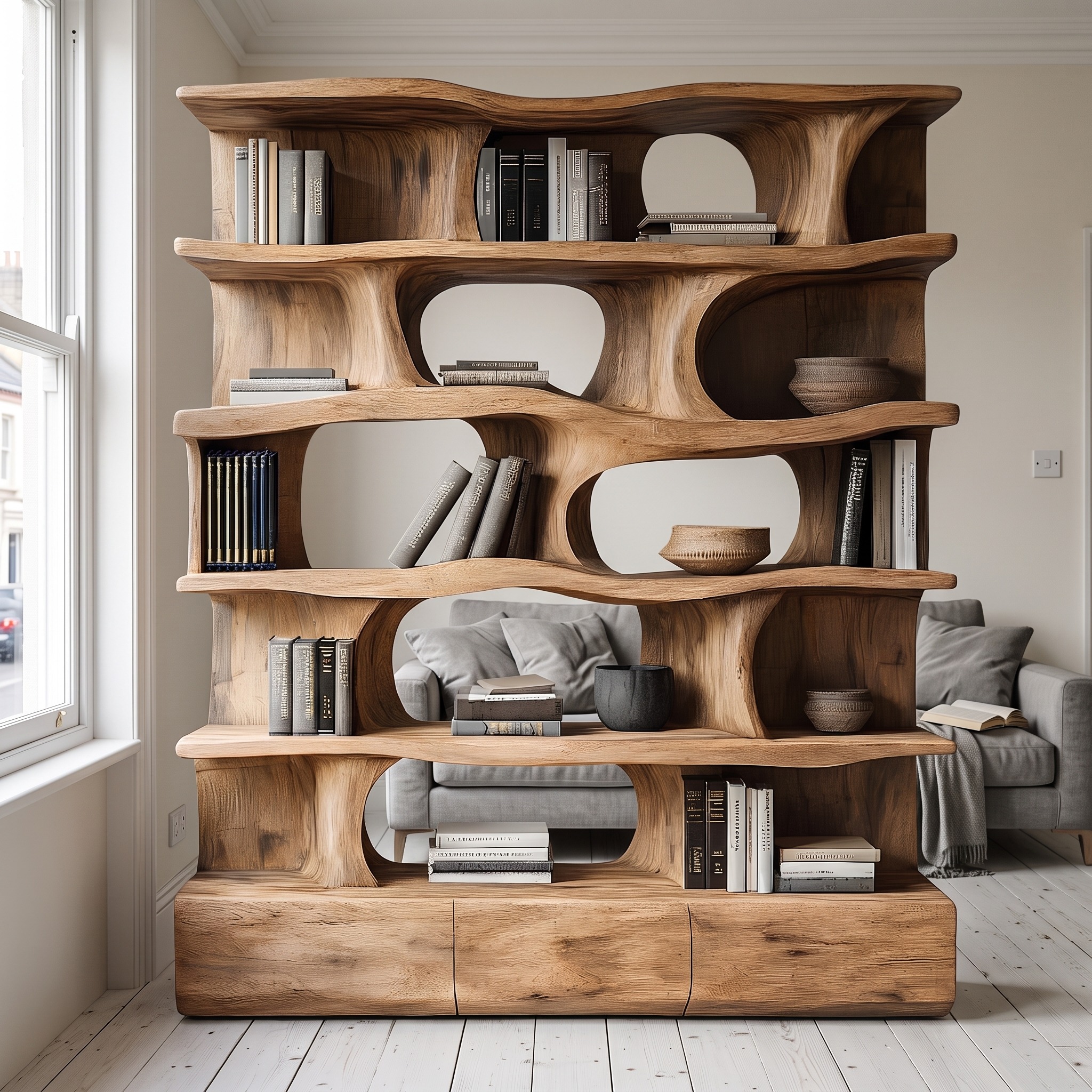 Modern Bookshelf Wall Storage Living Room