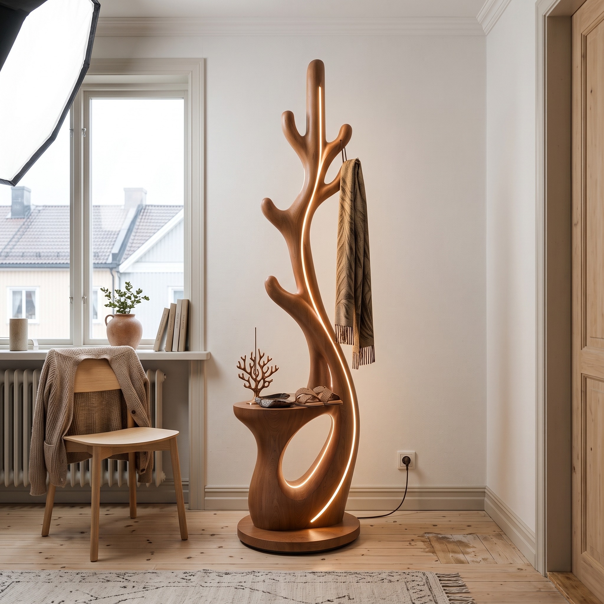 Modern Branch Lamp with Rack for Corner