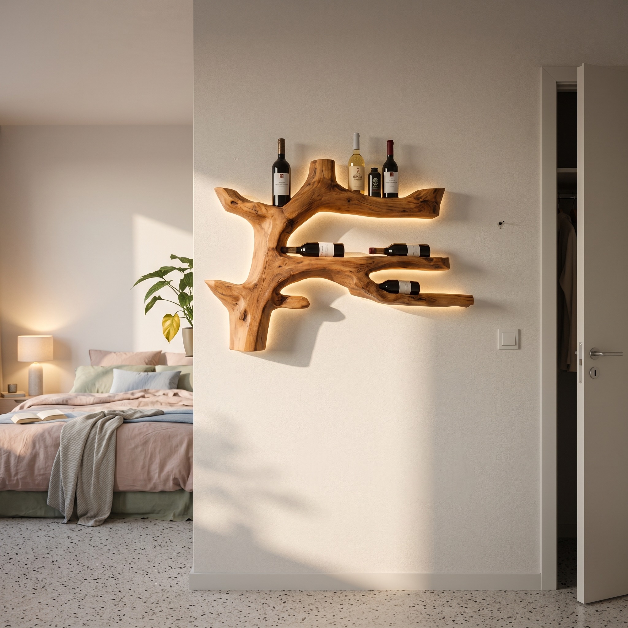 Modern Branch Wine Bottle Holder Wall Mount for Dining Wall Decor
