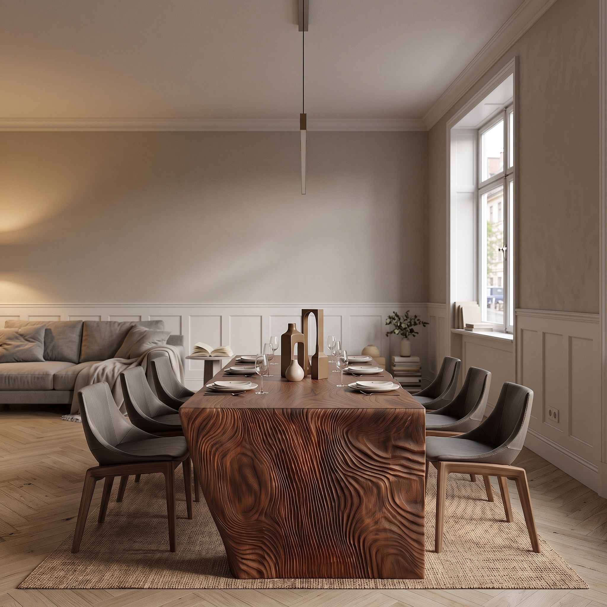 Modern Carved Dining Table for Luxury Dining Room