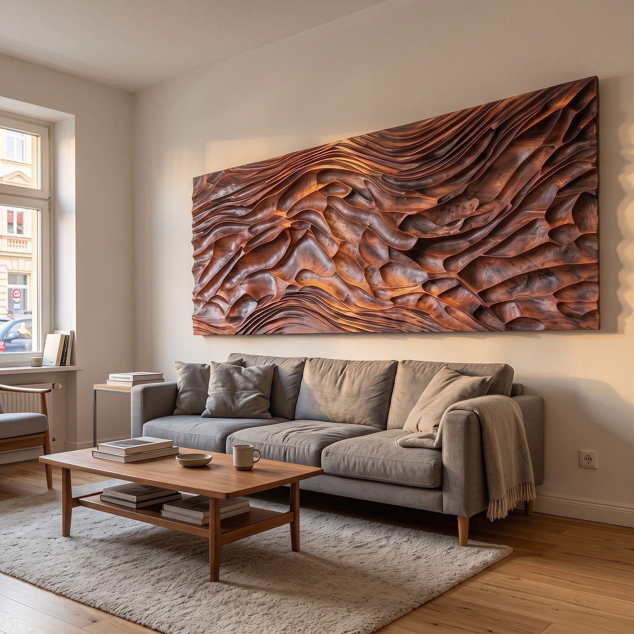 Modern Carved Wood Wall Art Living Room and Lounge