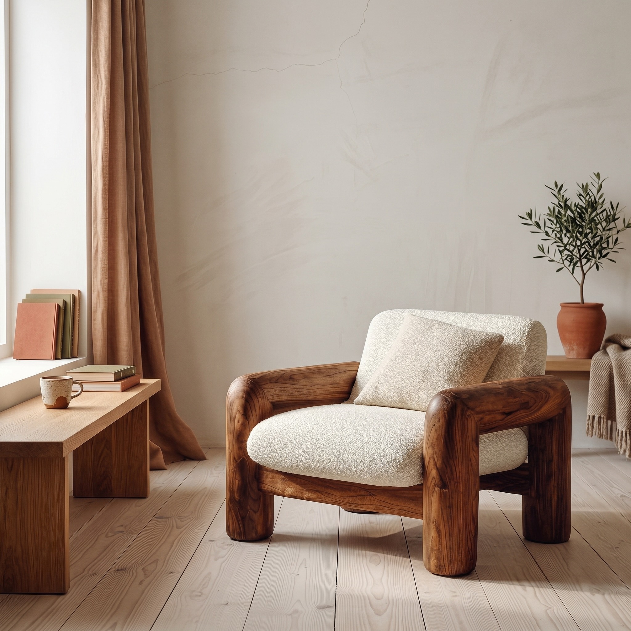 Modern Chunky Frame Armchair for Cozy Living Room