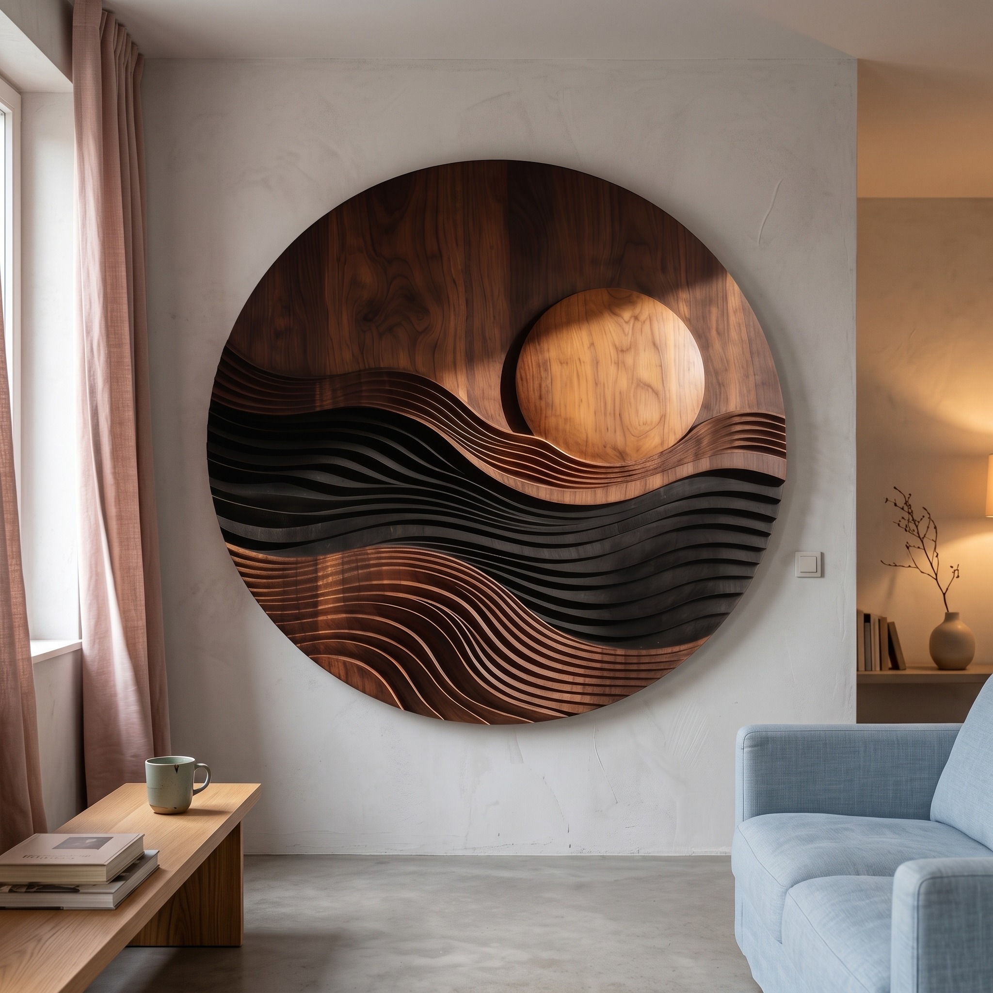 Modern Circular Landscape Wall Art for Living Room