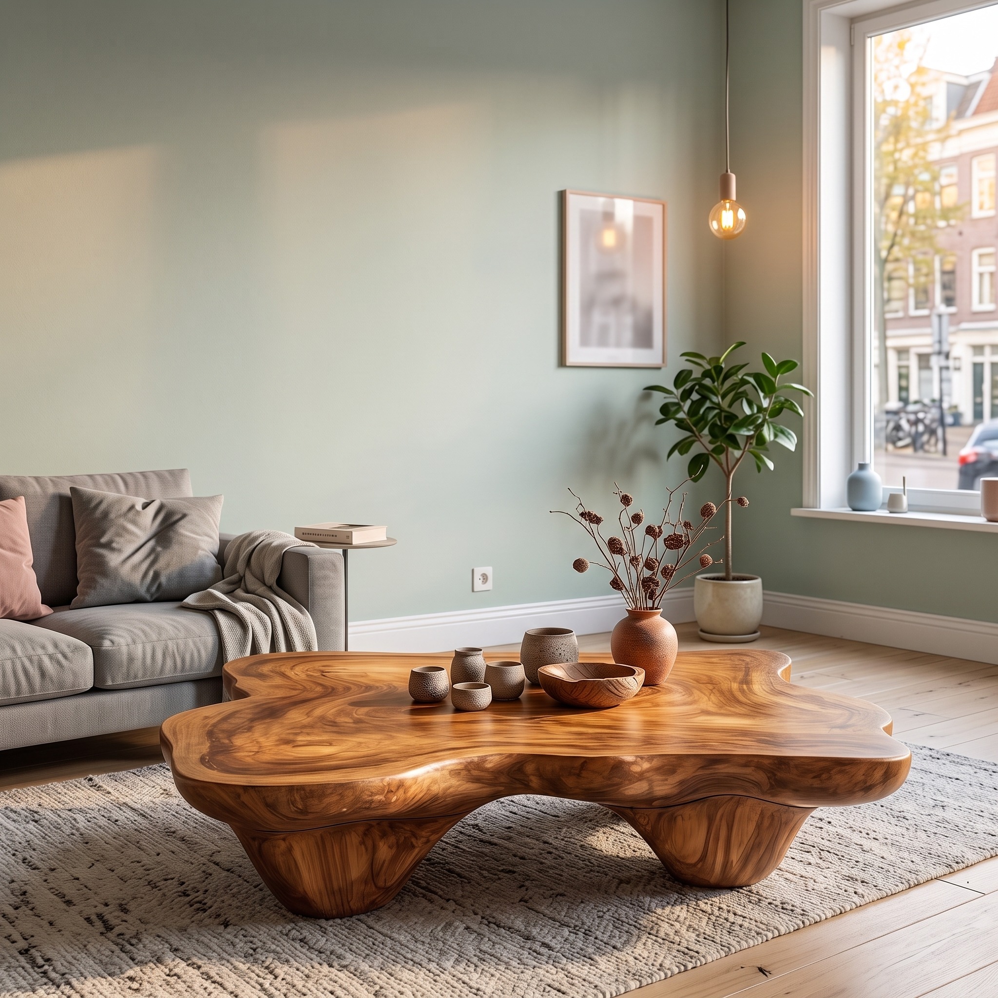Modern Coffee Table with Minimal Base for Living Room