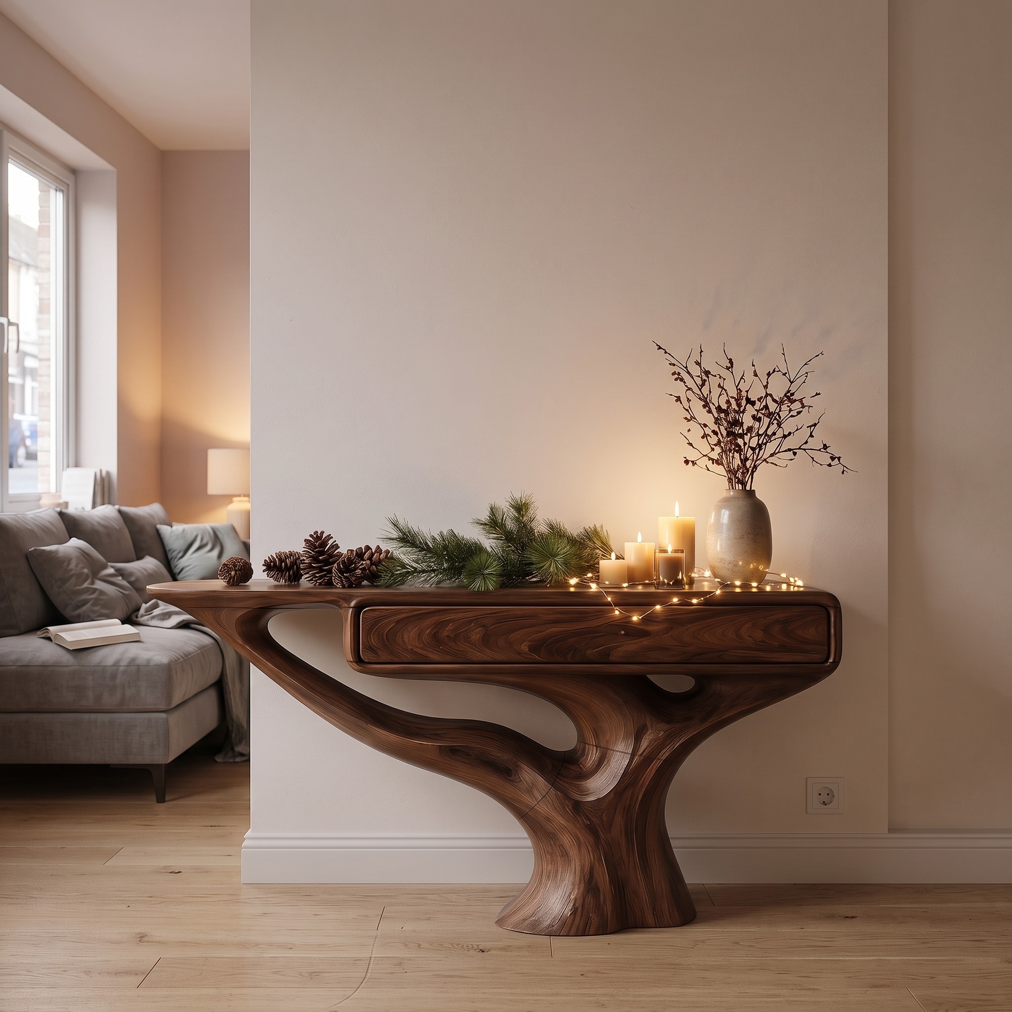 Modern Console Table with Storage Cabinet for Living Room