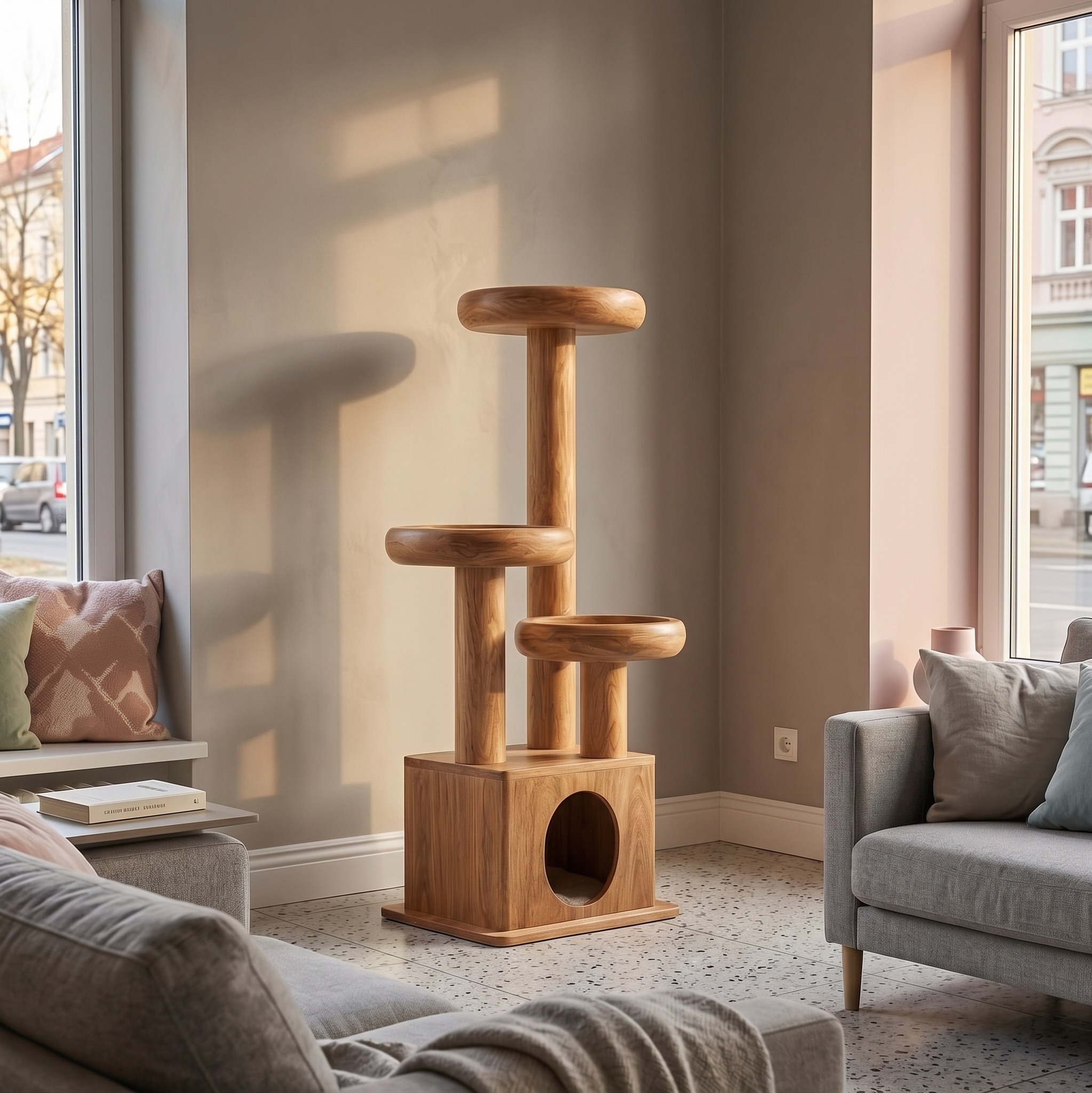Modern Decorative Cat Tower for Living Room and Pet Lounge
