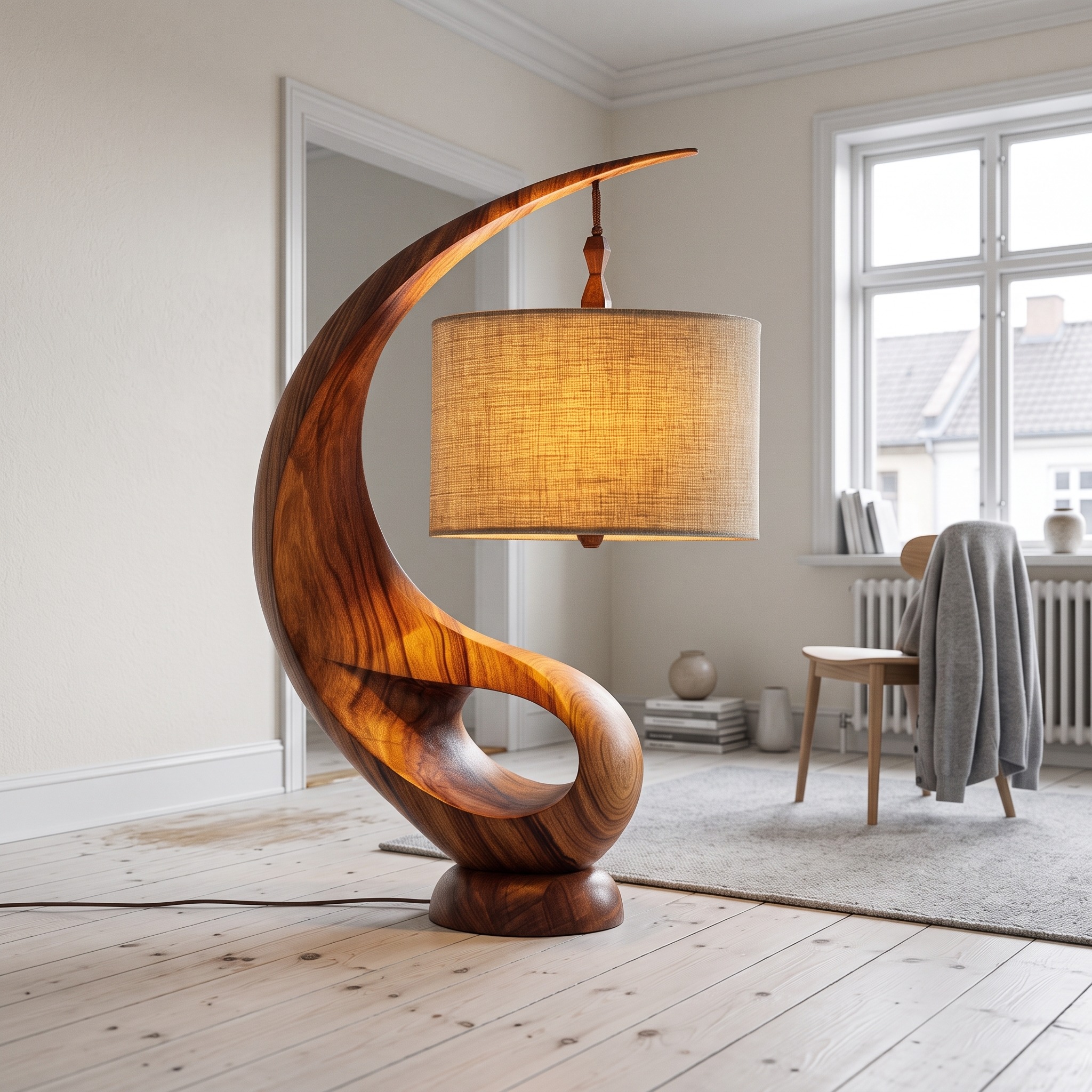 Modern Decorative Table Lamp, Elegant Wood Accent Light for Entryway Console & Living Room