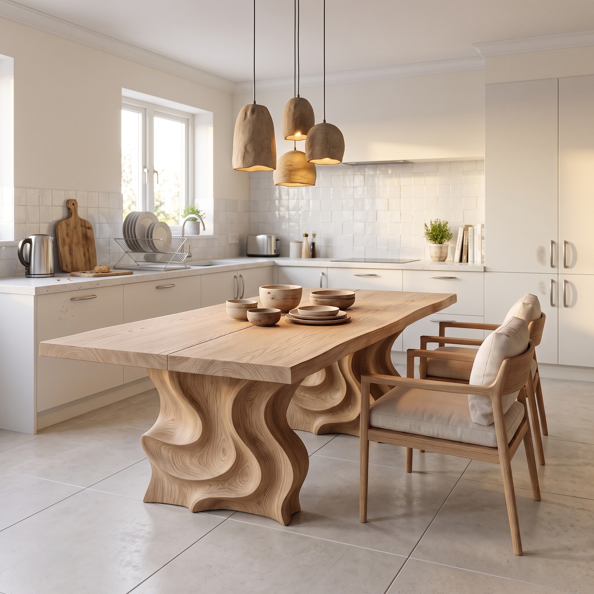 Modern Dining Table with Flowing Loop Design for Dining Room and Kitchen
