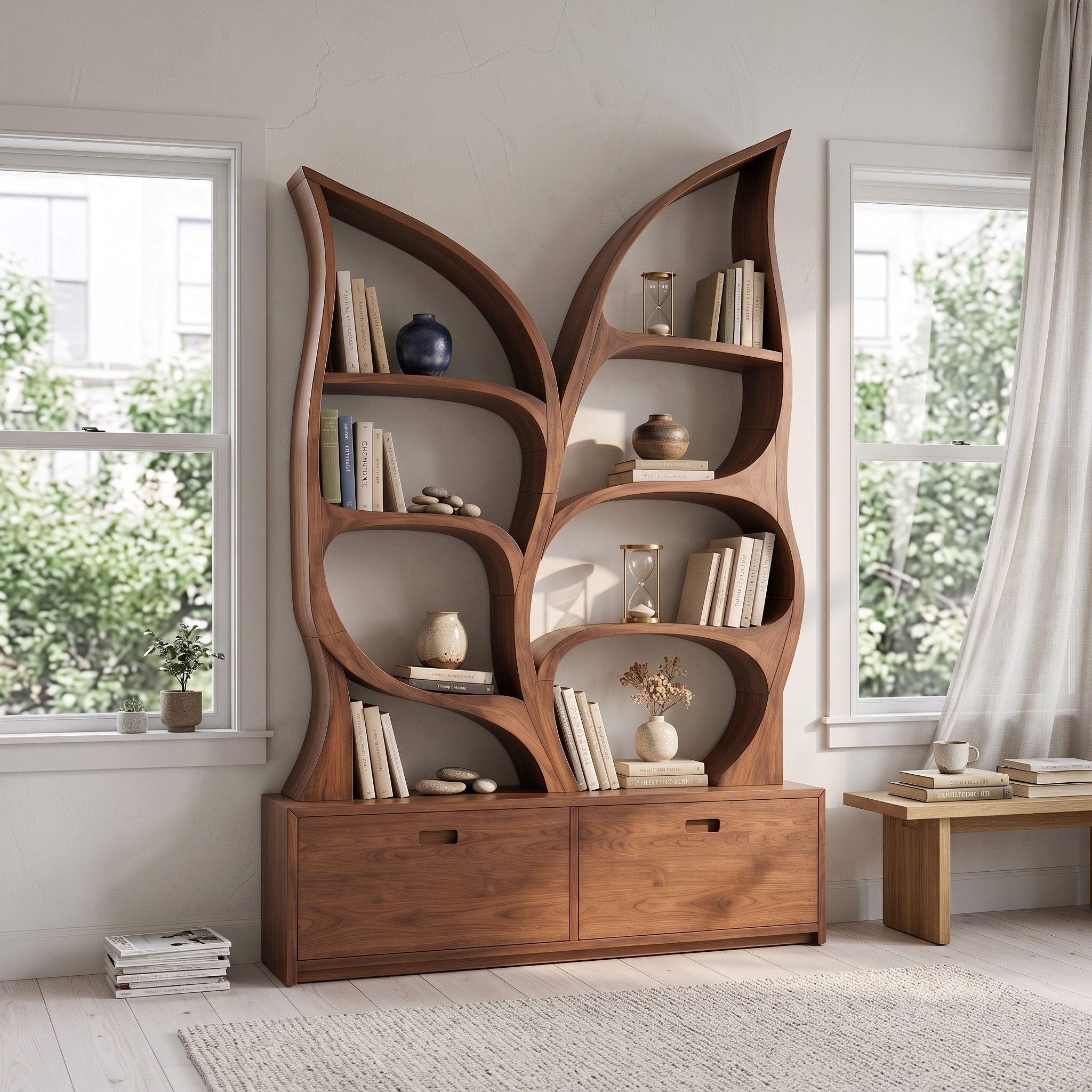 Modern Display Bookshelf for Quiet Reading Room