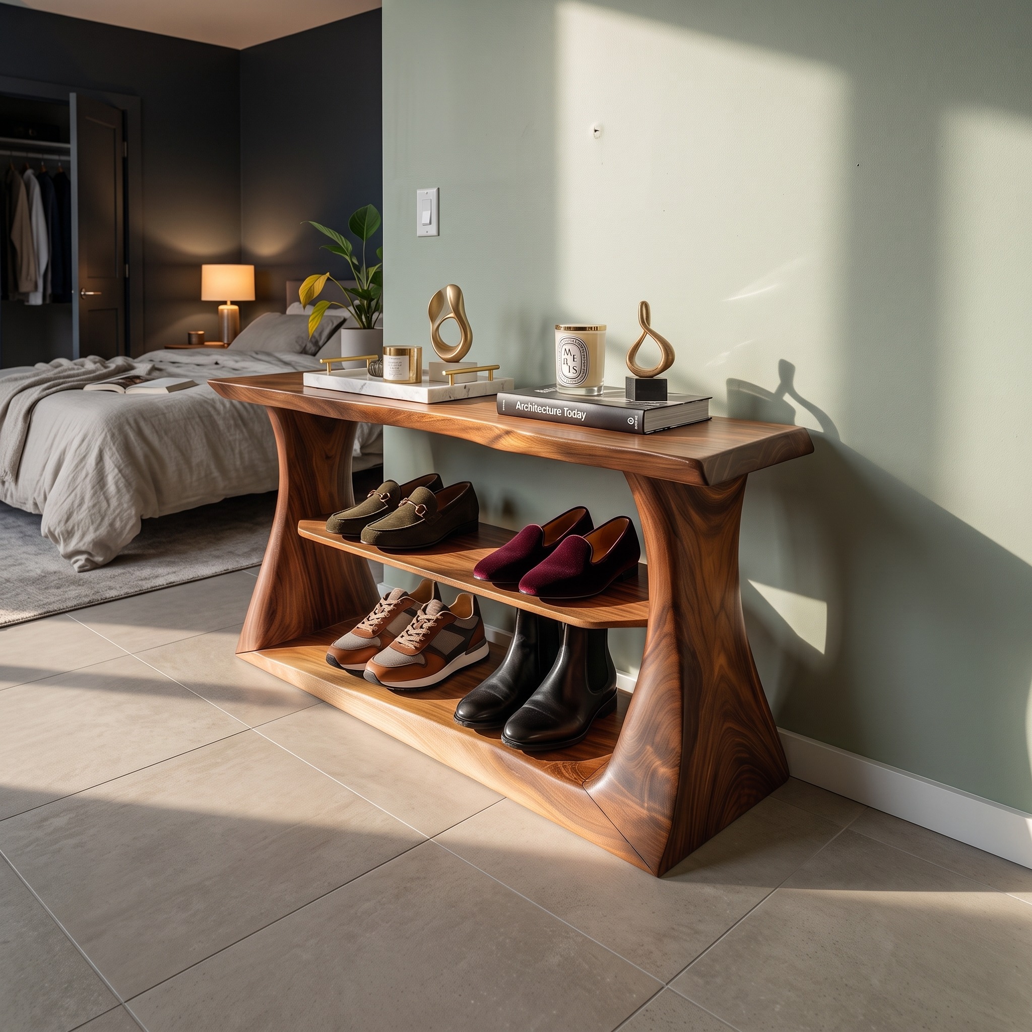 Modern Dressing Table with Mirror, Elegant Wooden Makeup Vanity Desk for Bedroom & Walk-in Closet