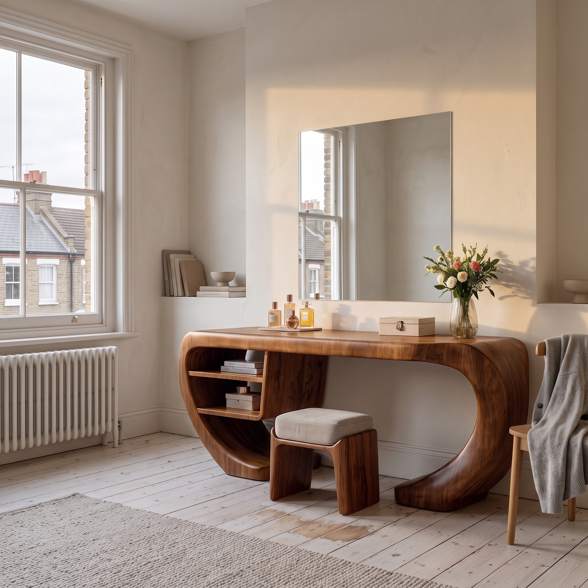 Modern Dressing Table with Open Drawer Design for Bedroom and Dressing Room