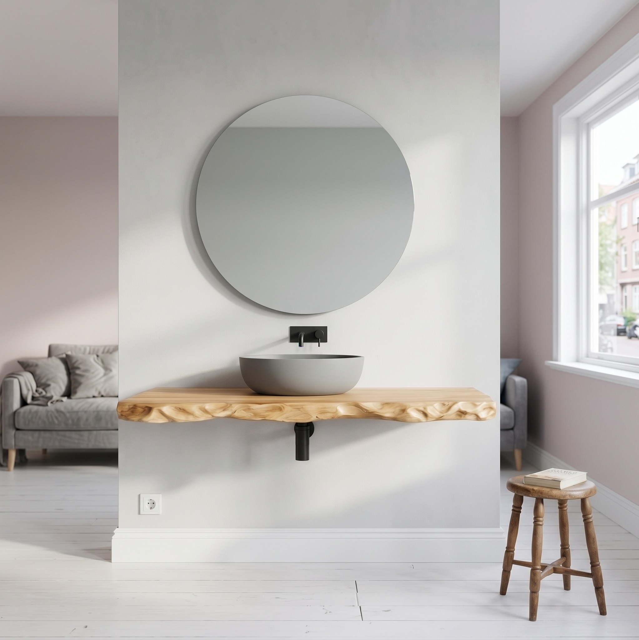 Modern Floating Bathroom Vanity, Solid Wood Wall Mount Vanity Cabinet, Rustic Single Sink Vanity Base (No Top)