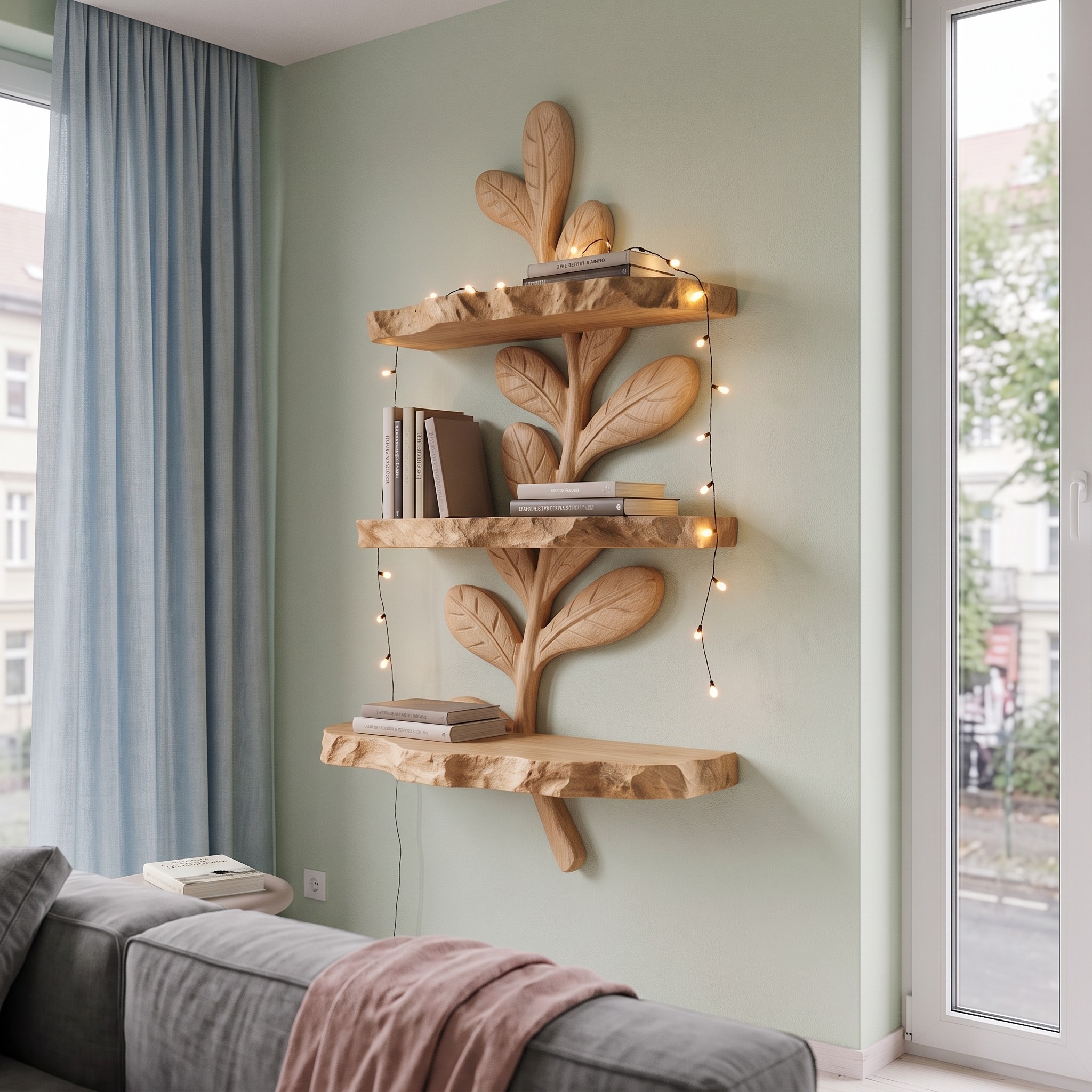 Modern Floating Shelf Handcrafted Solid Wood Design for Home Office