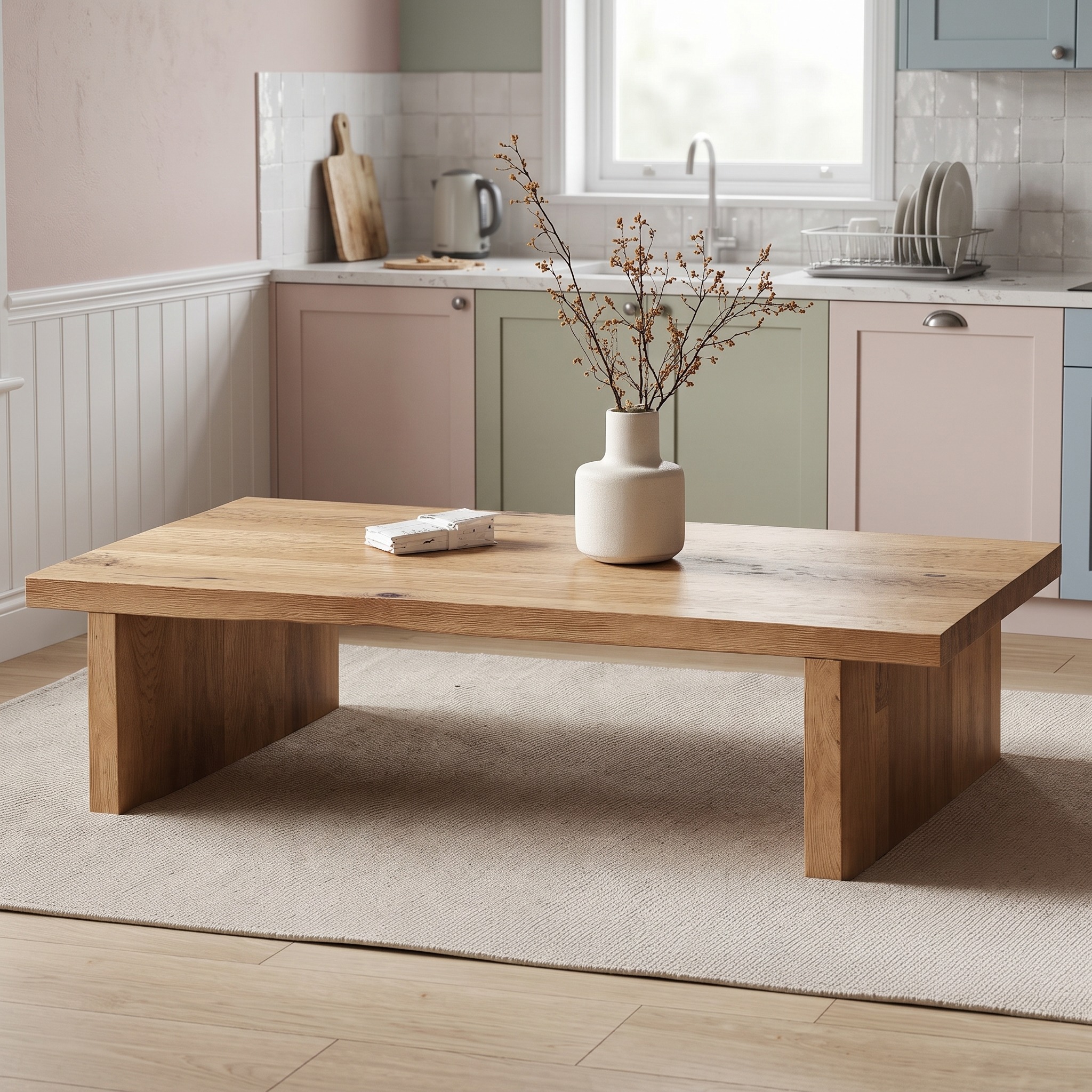 Modern Floating Wood Coffee Table Sitting Room Sleek Contemporary