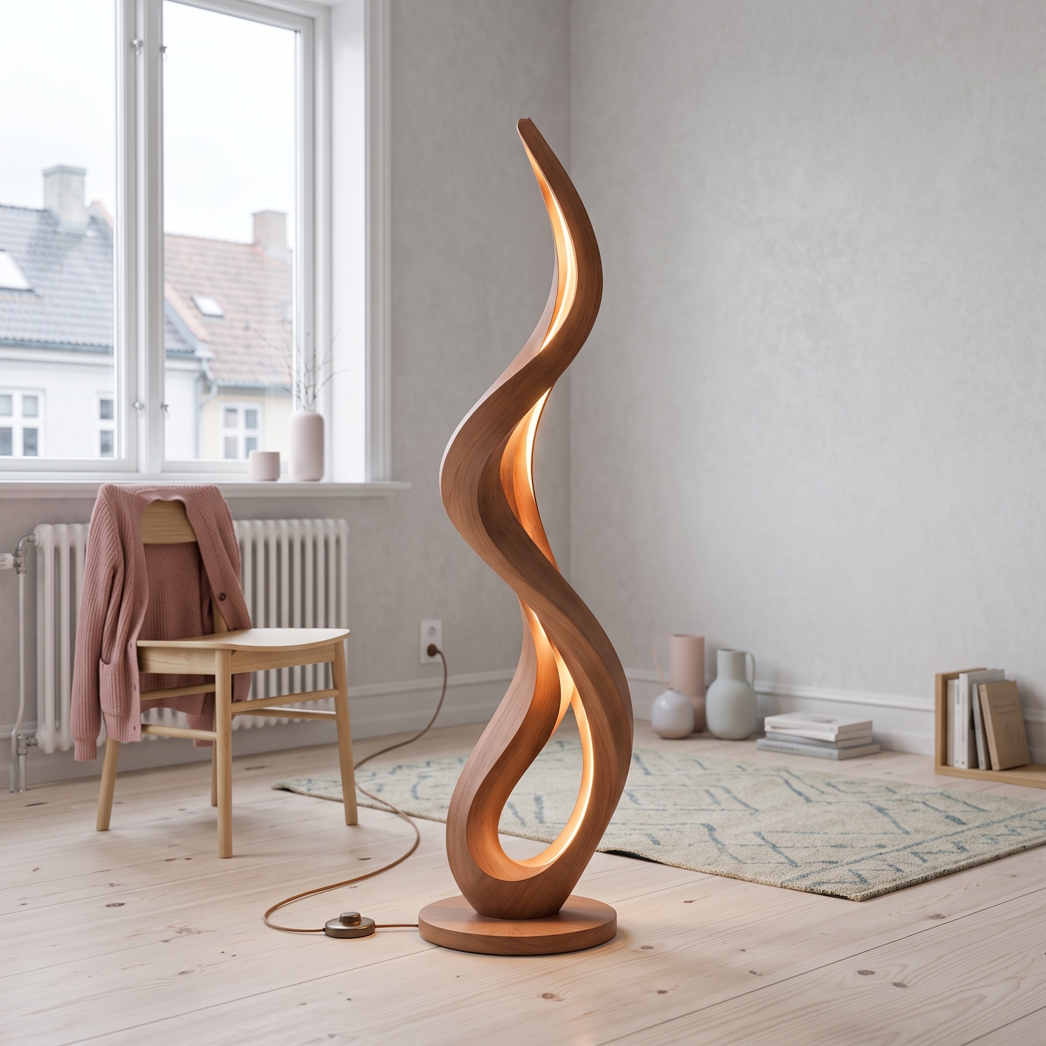 Modern Flowing Flame Floor Lamp for Lounge Area