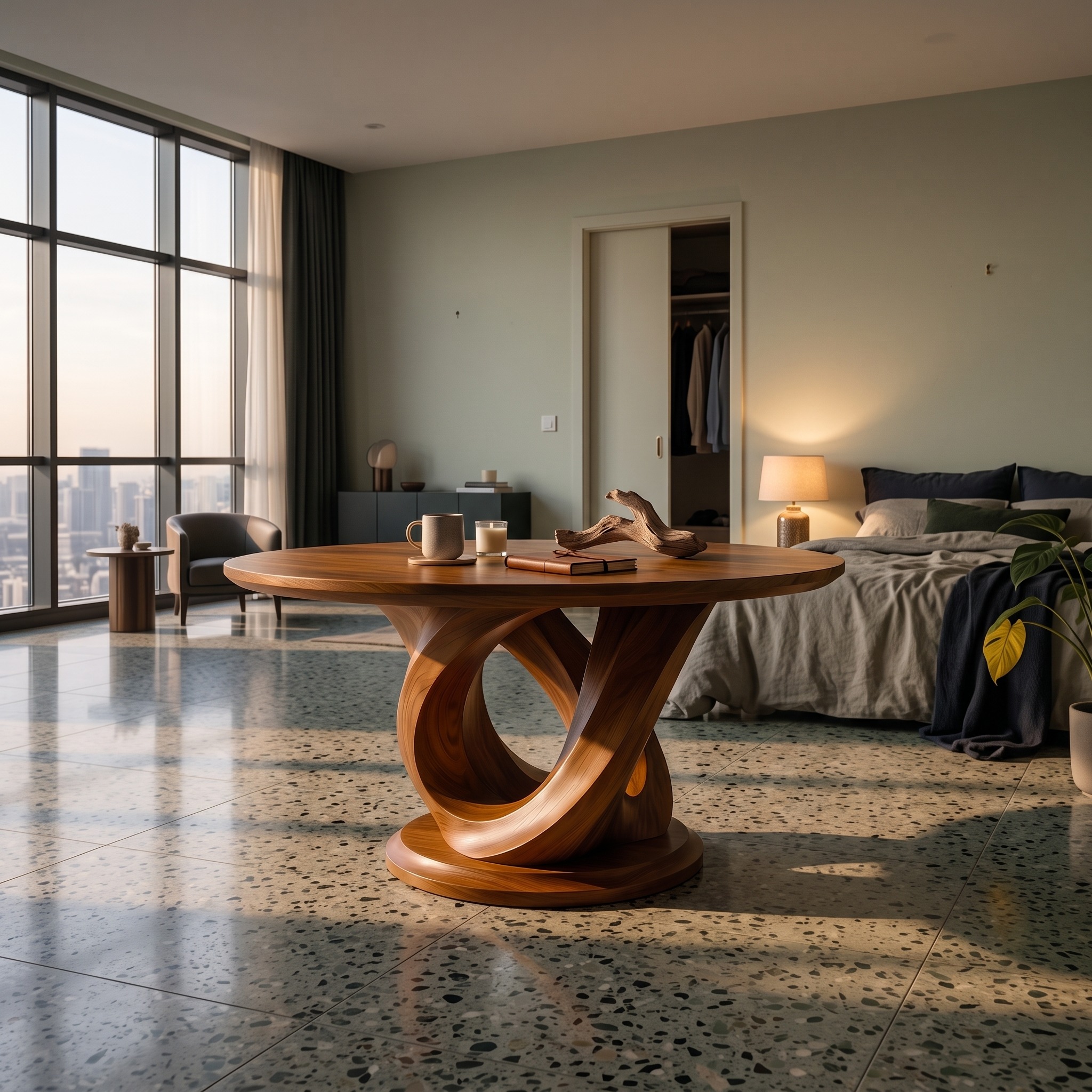 Modern Foyer Table Handcrafted Sculptural Base for Entryway