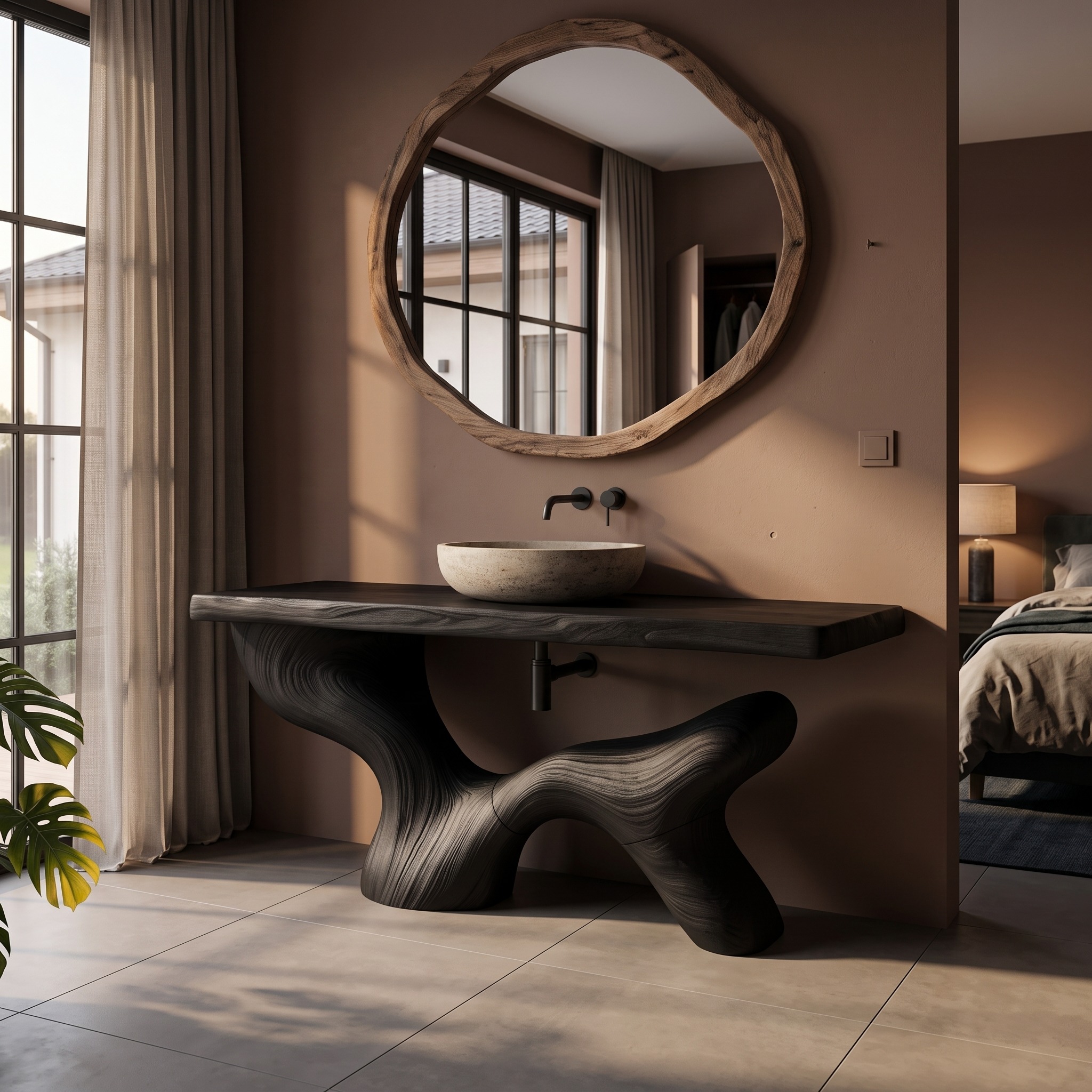 Modern Halloween Bathroom Sink Cabinet with Dark Branch Design for Bathroom