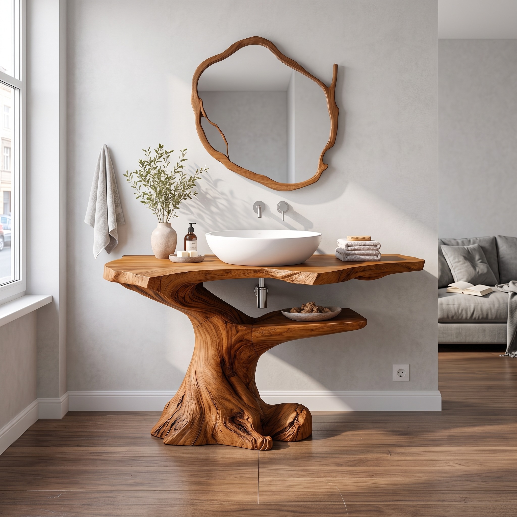 Modern Halloween Bathroom Vanity with Asymmetrical Base for Bathroom