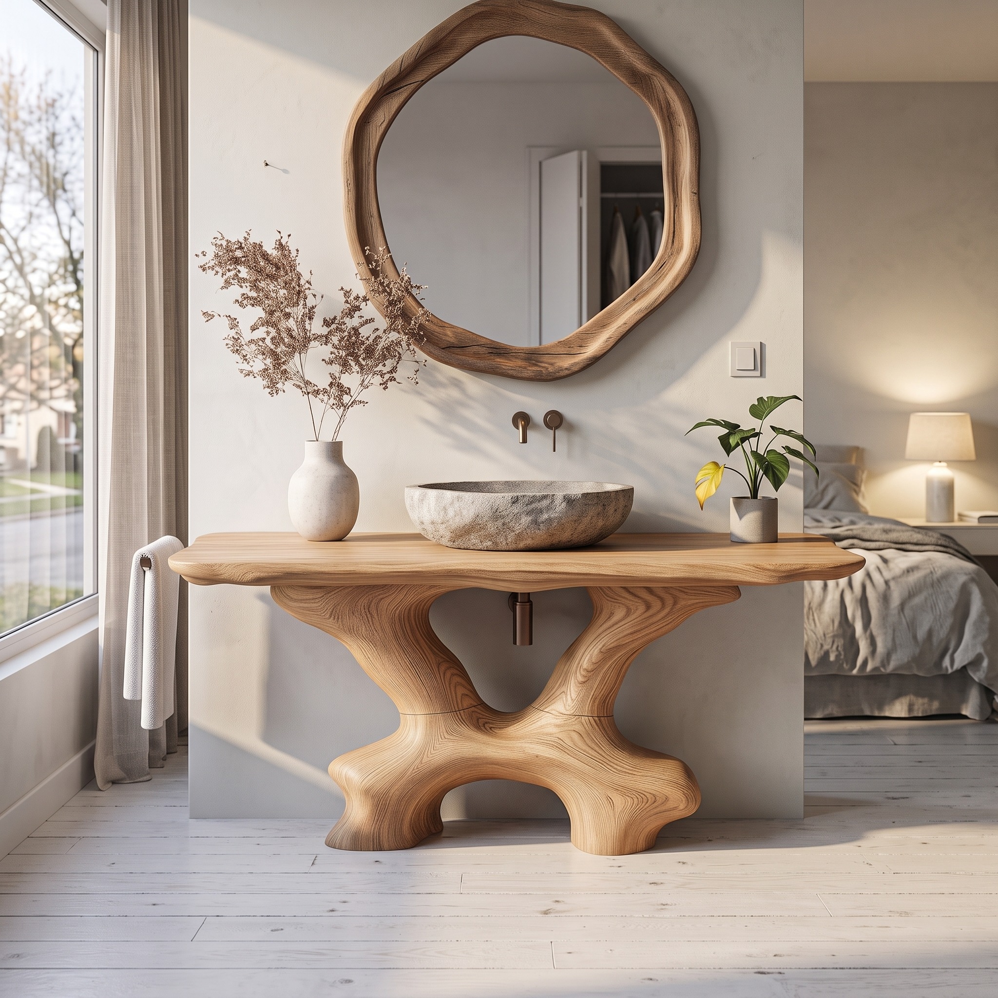 Modern Halloween Statement Bathroom Vanity with Sculptural Branch Frame for Bathroom