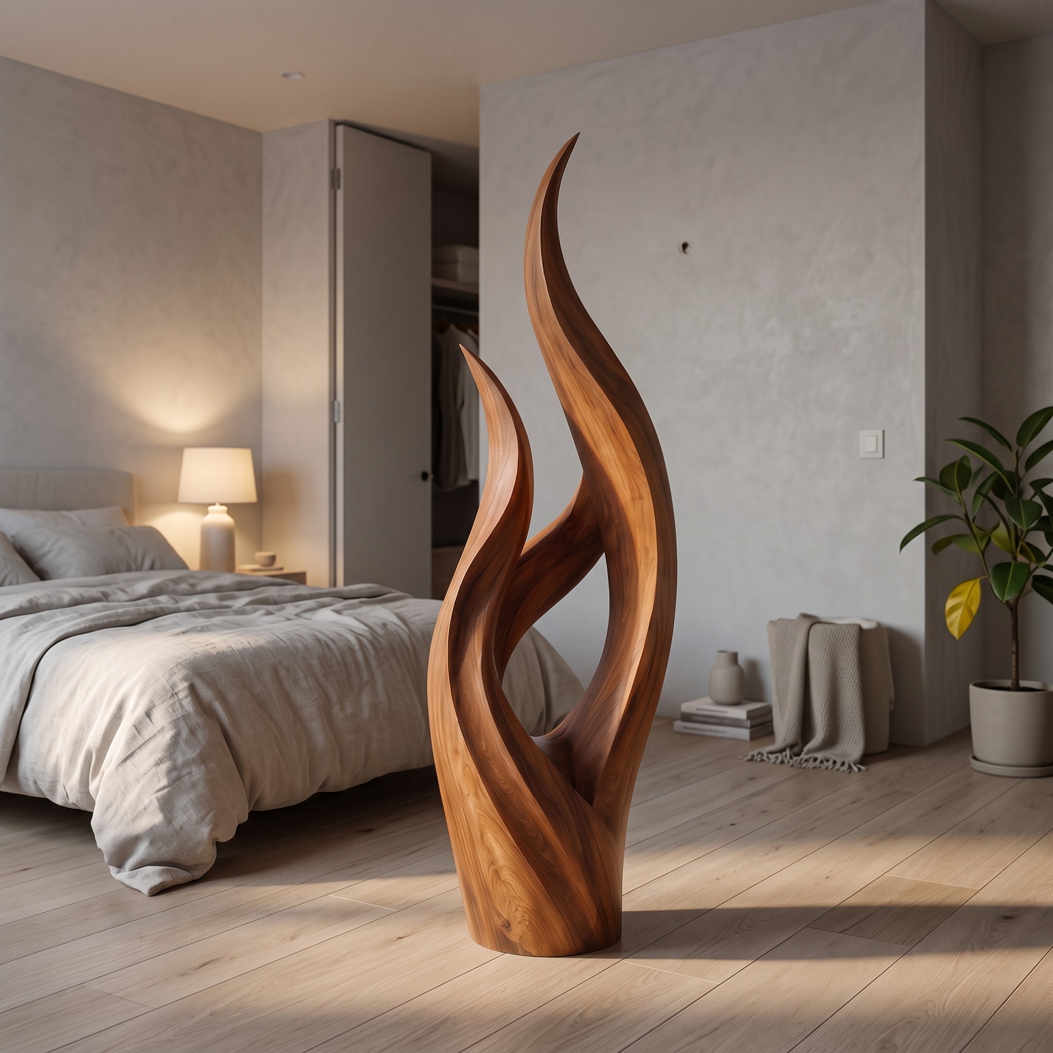 Modern Heart Carved Sculpture Bright Living Room