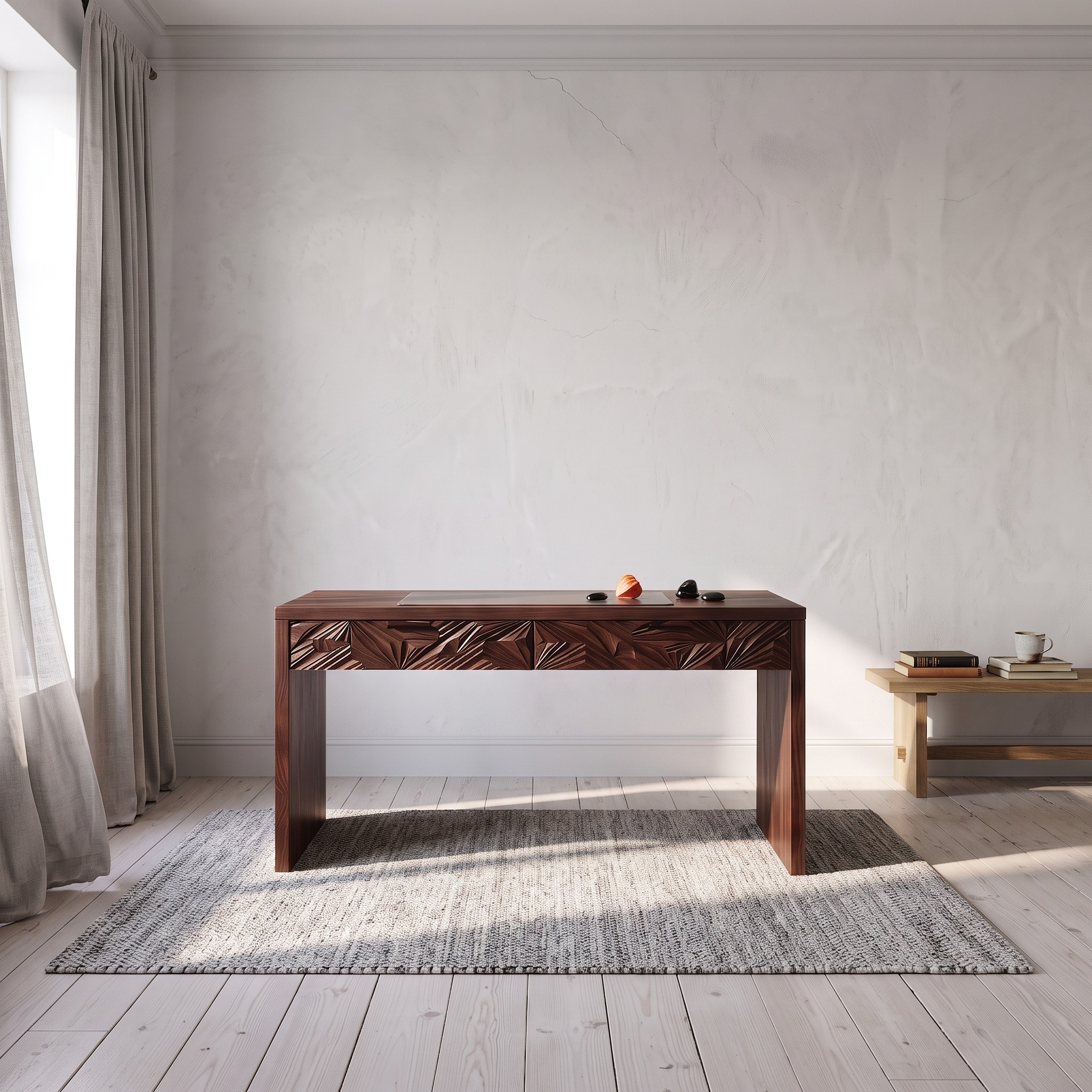 Modern Home Office Desk with Integrated Drawers for Bedroom