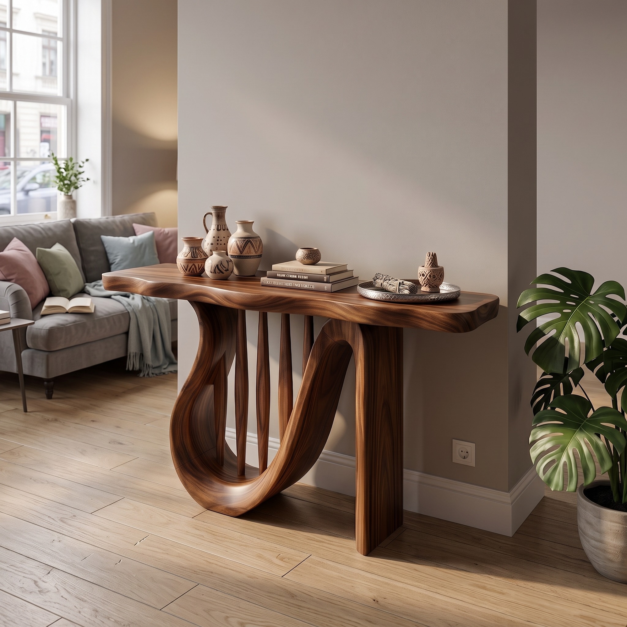 Modern Horseshoe Base Console Table Contemporary Hallway