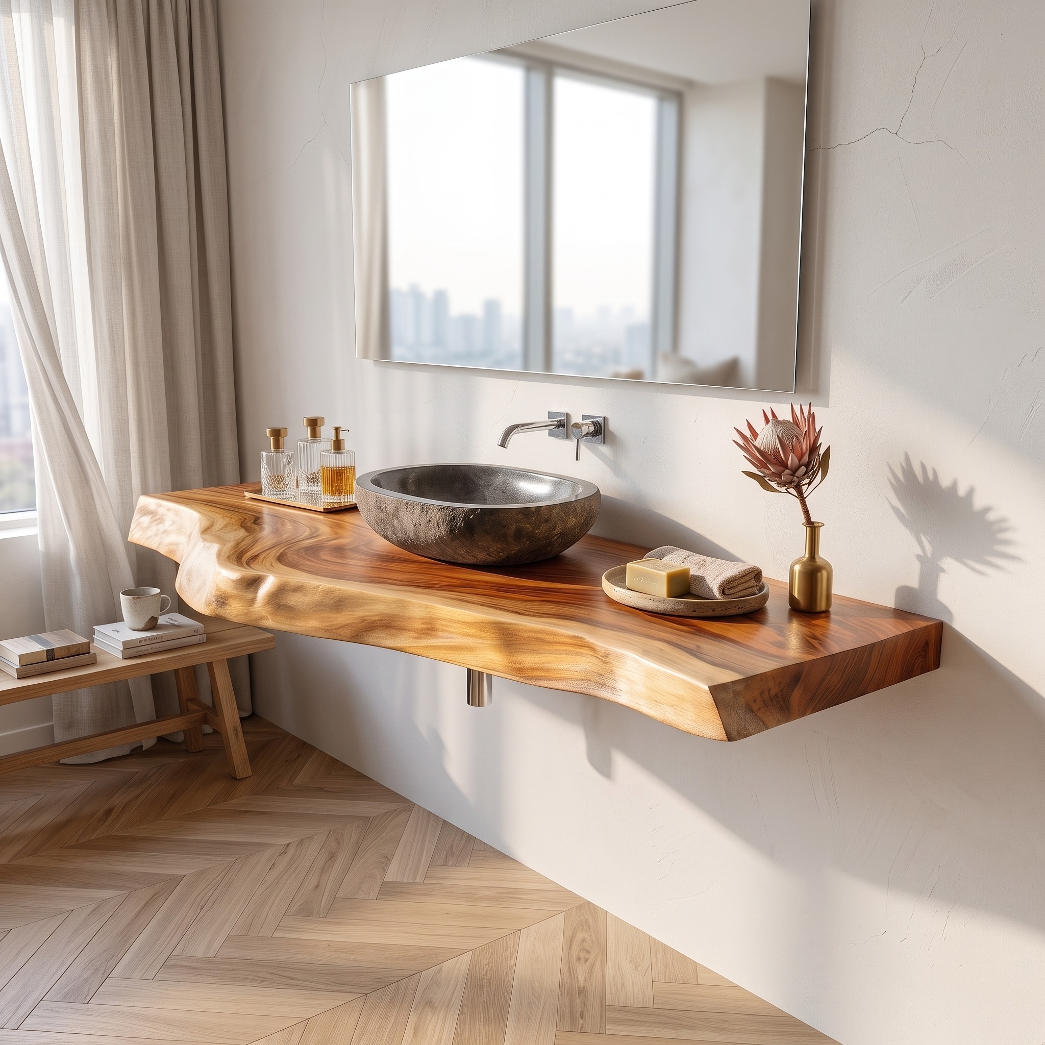 Modern Live Edge Bathroom Vanity Urban Penthouse