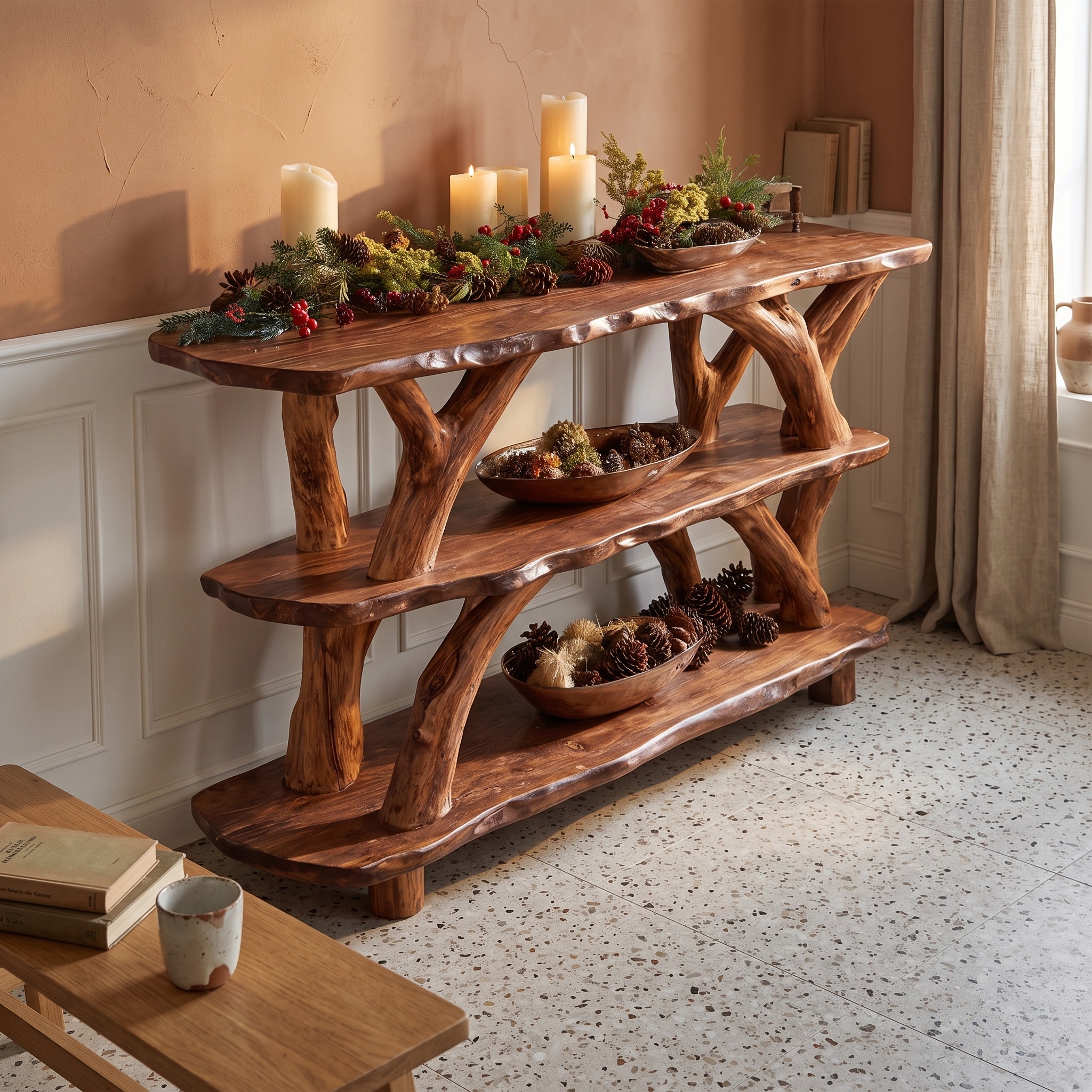 Modern Live Edge Console Table for Christmas Home Furniture Style