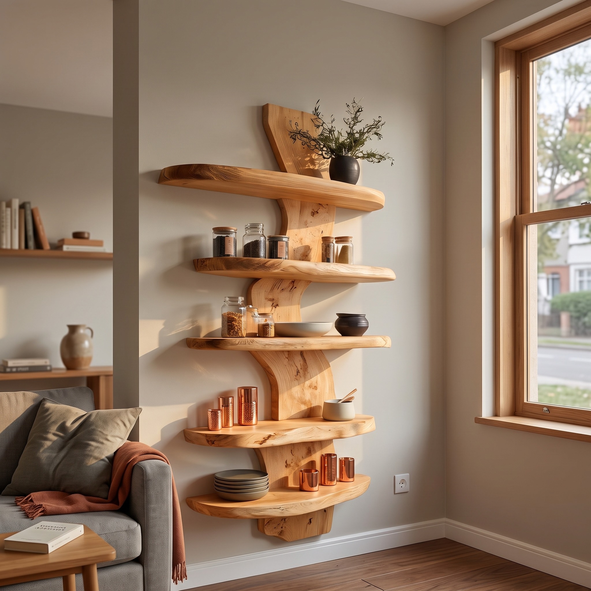 Modern Live Edge Floating Shelf for Kitchen