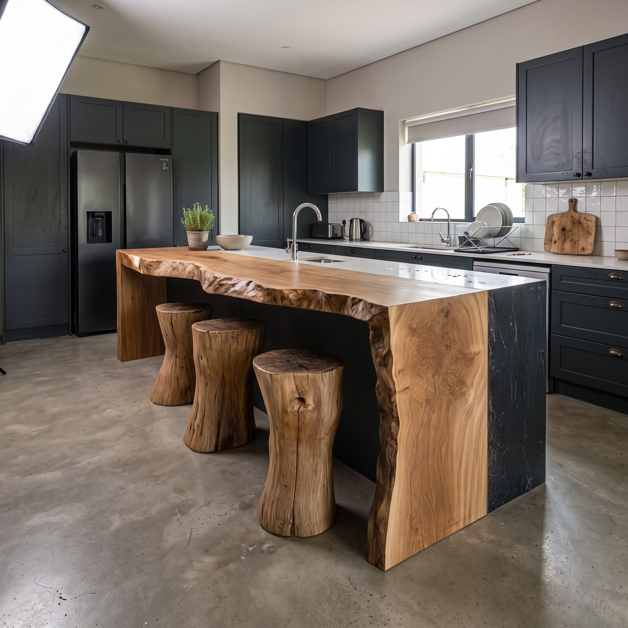Modern Live Edge Kitchen Island for Kitchen and Breakfast Bar