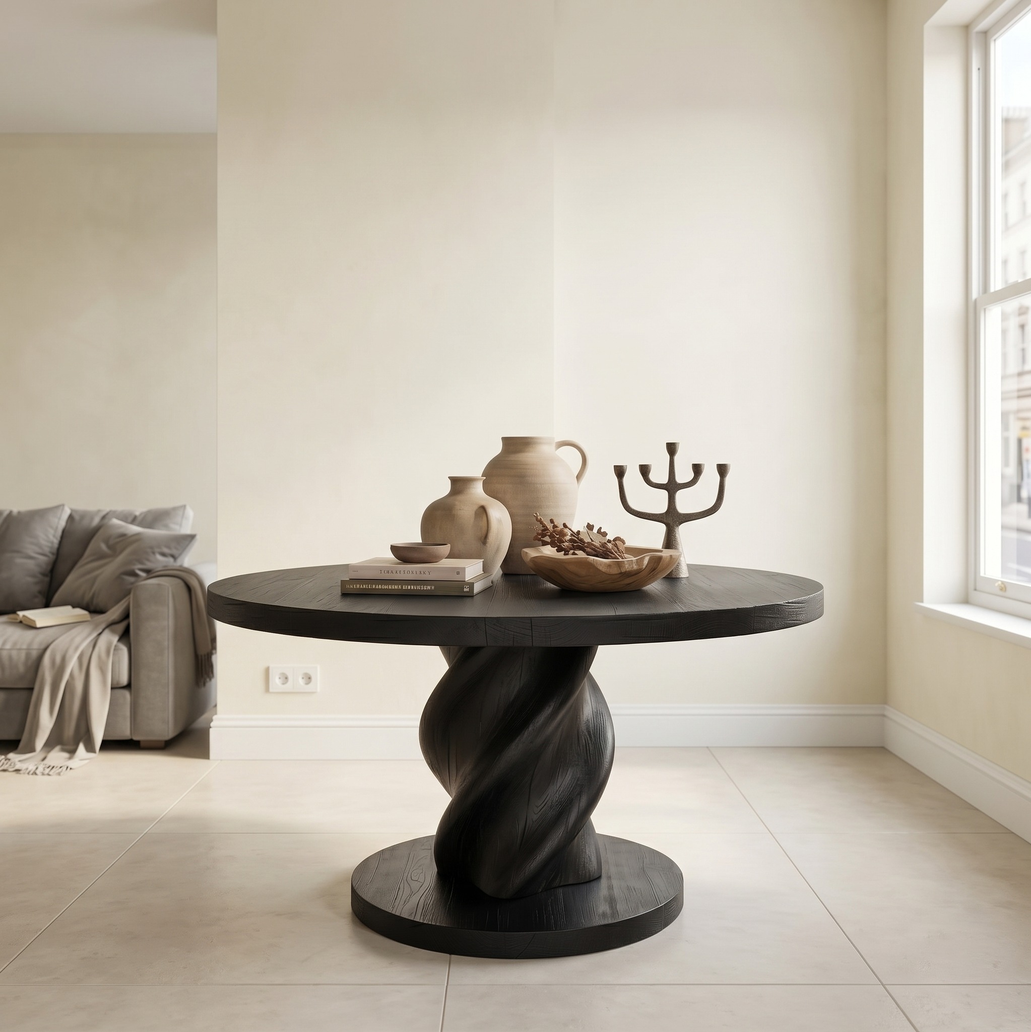 Modern Luxury Statement Round Entry Table for Entryway and Lobby
