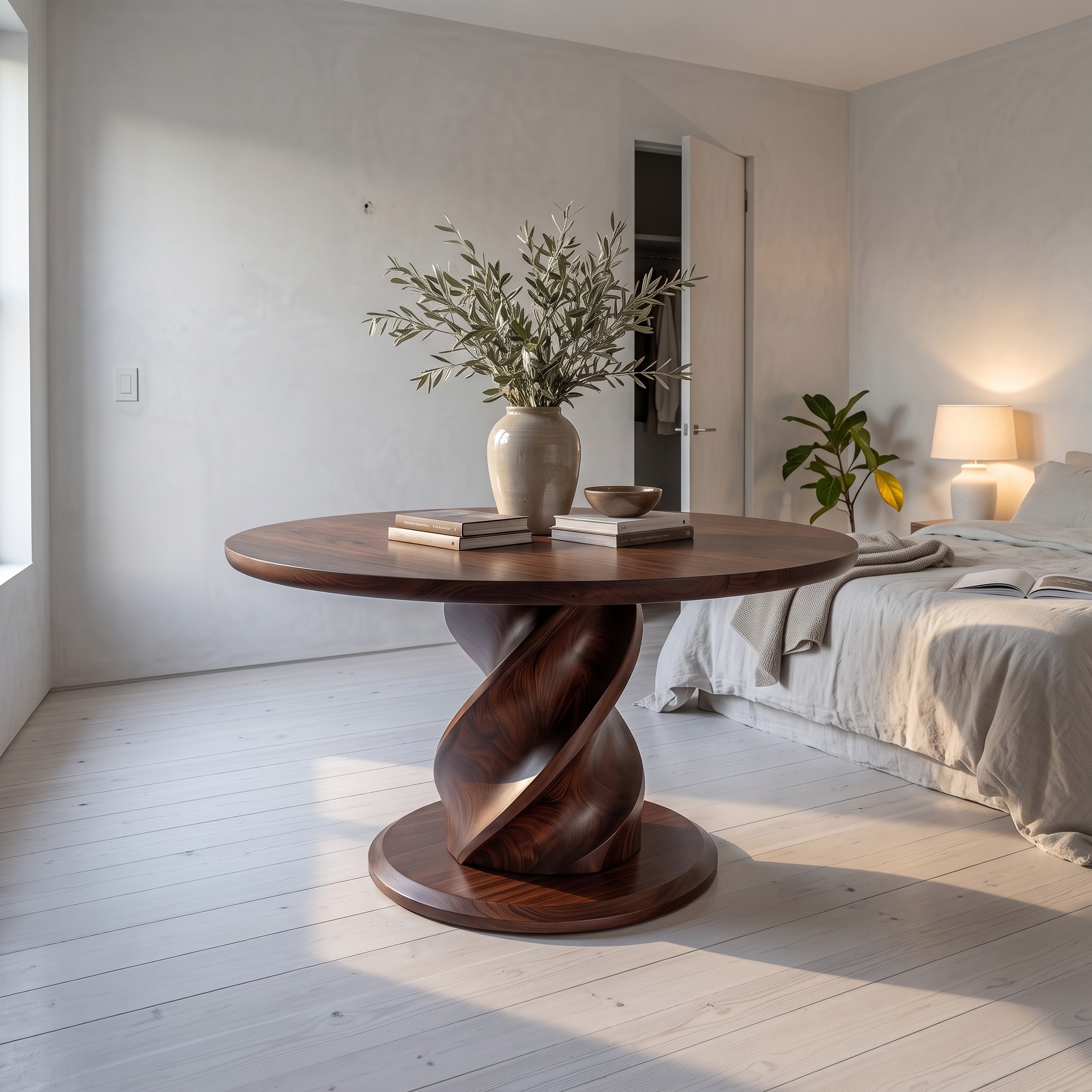 Modern Luxury Twist Pedestal Entry Table for Entryway and Hallway