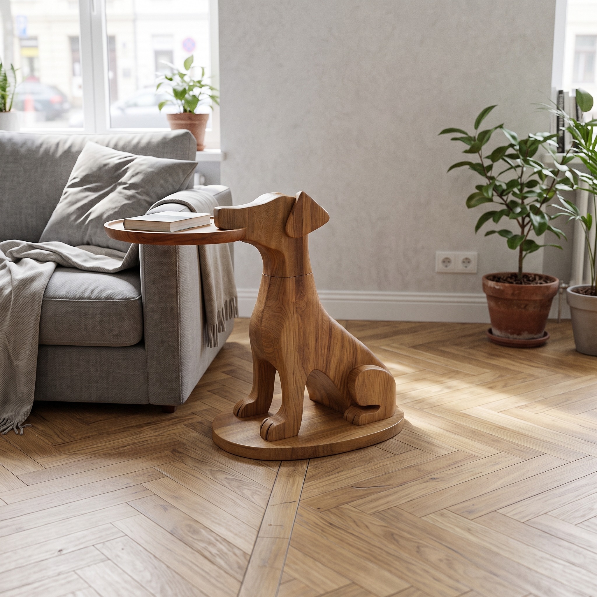 Modern Minimal Dog Side Table for Living Room and Small Space