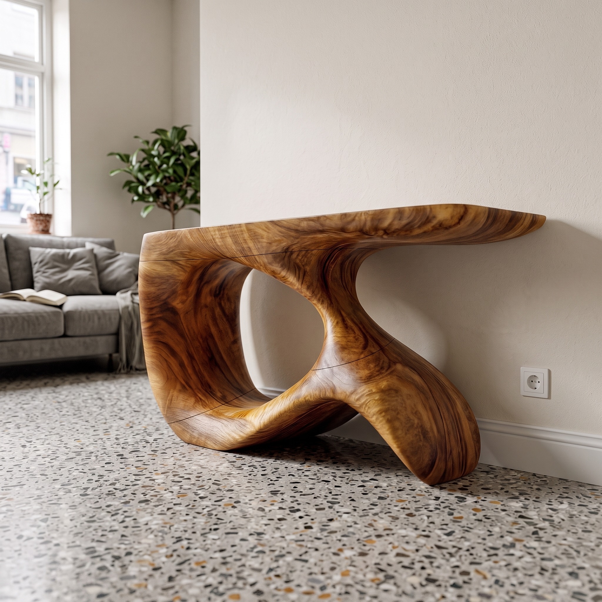 Modern Minimalist Console Table, Solid Wood Narrow Entryway Sofa Table for Hallway & Foyer Decor