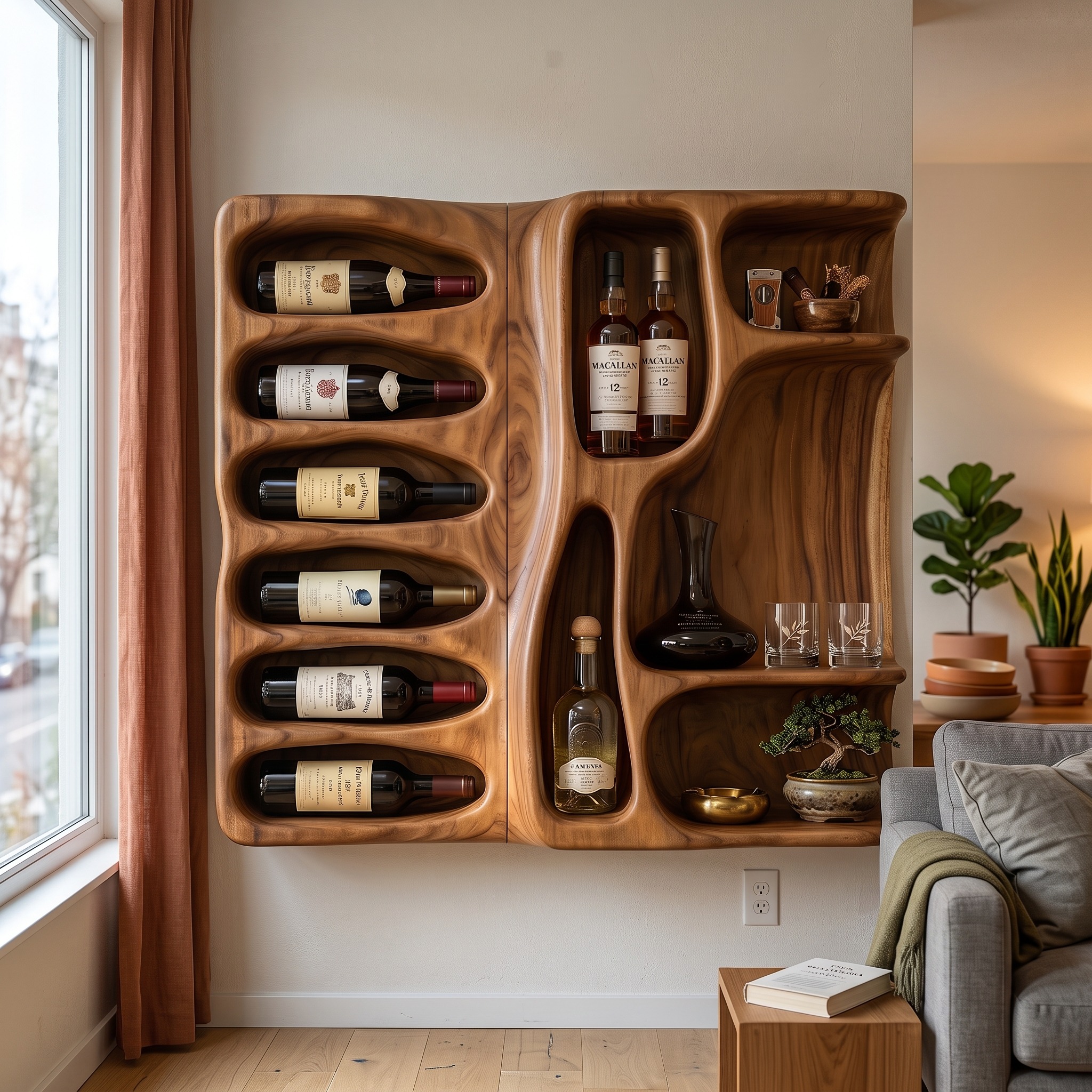 Modern Mountain Silhouette Wine Holder for Living Room