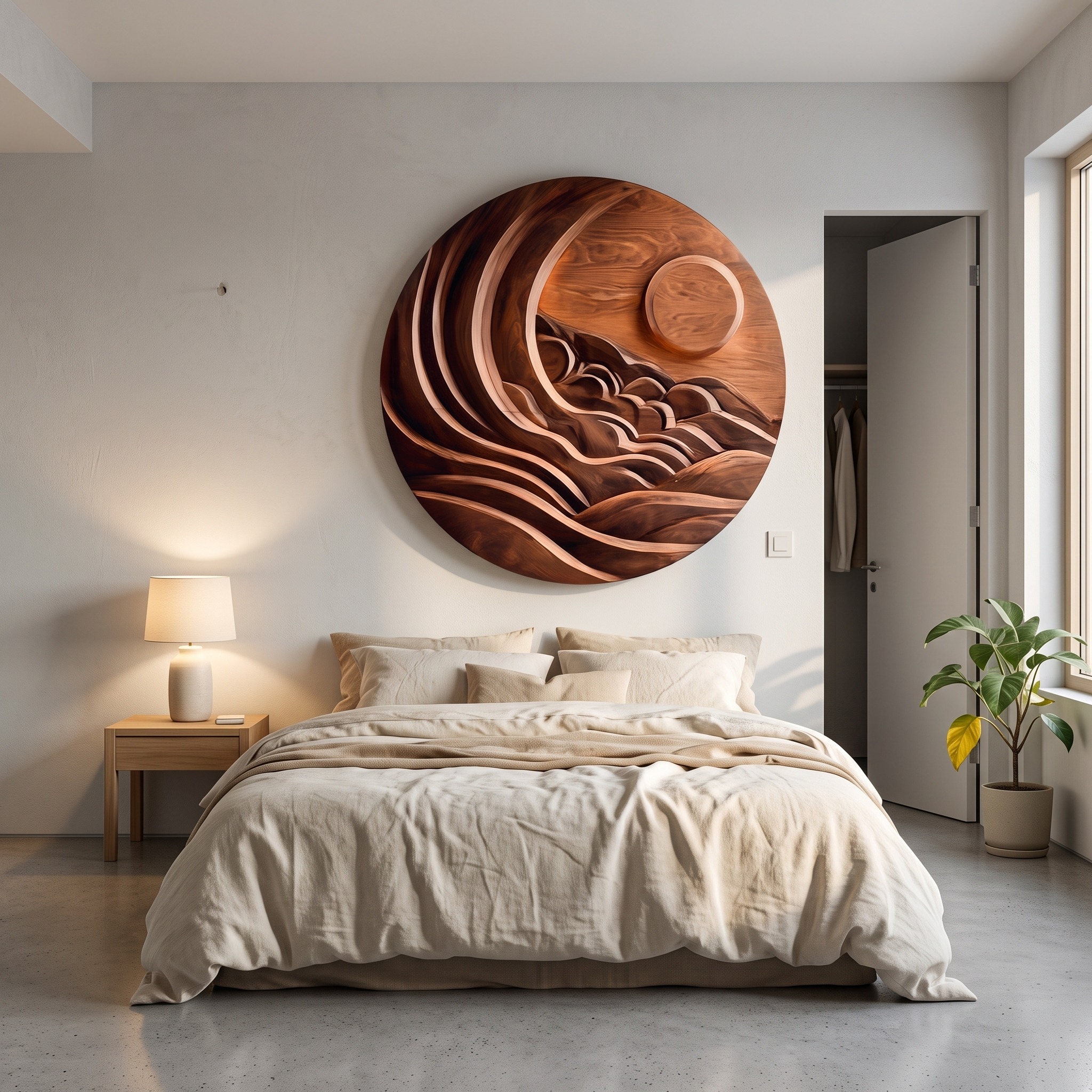 Modern Mountain Sun Wall Art Sculpture for Living Room